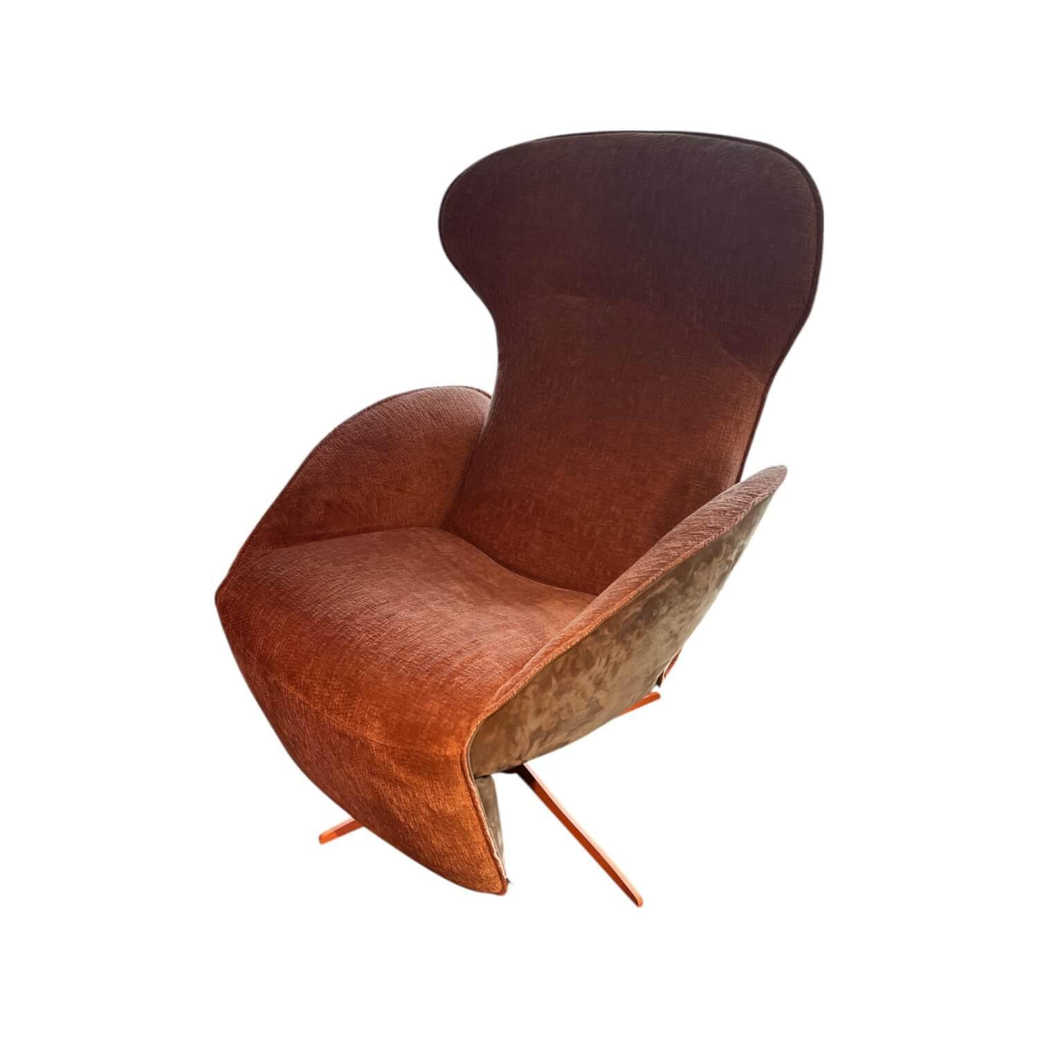 Jori - Relaxsessel Daydreamer Innen Stoff Mumble 13 Pesca Braun Außen Leder Nubuck Macchiato Braun Fuß Metall Matt Beigerot Lackiert - 1