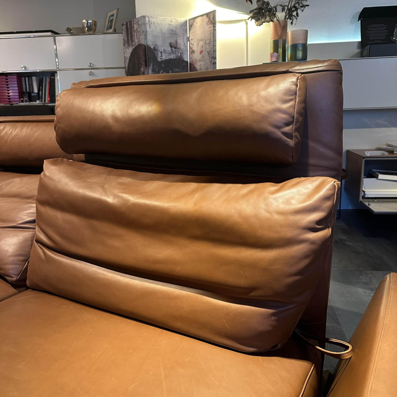 Sofa Eternity Leder Anilin Braun mit drehbaren Sitzen und Rückenverstellung