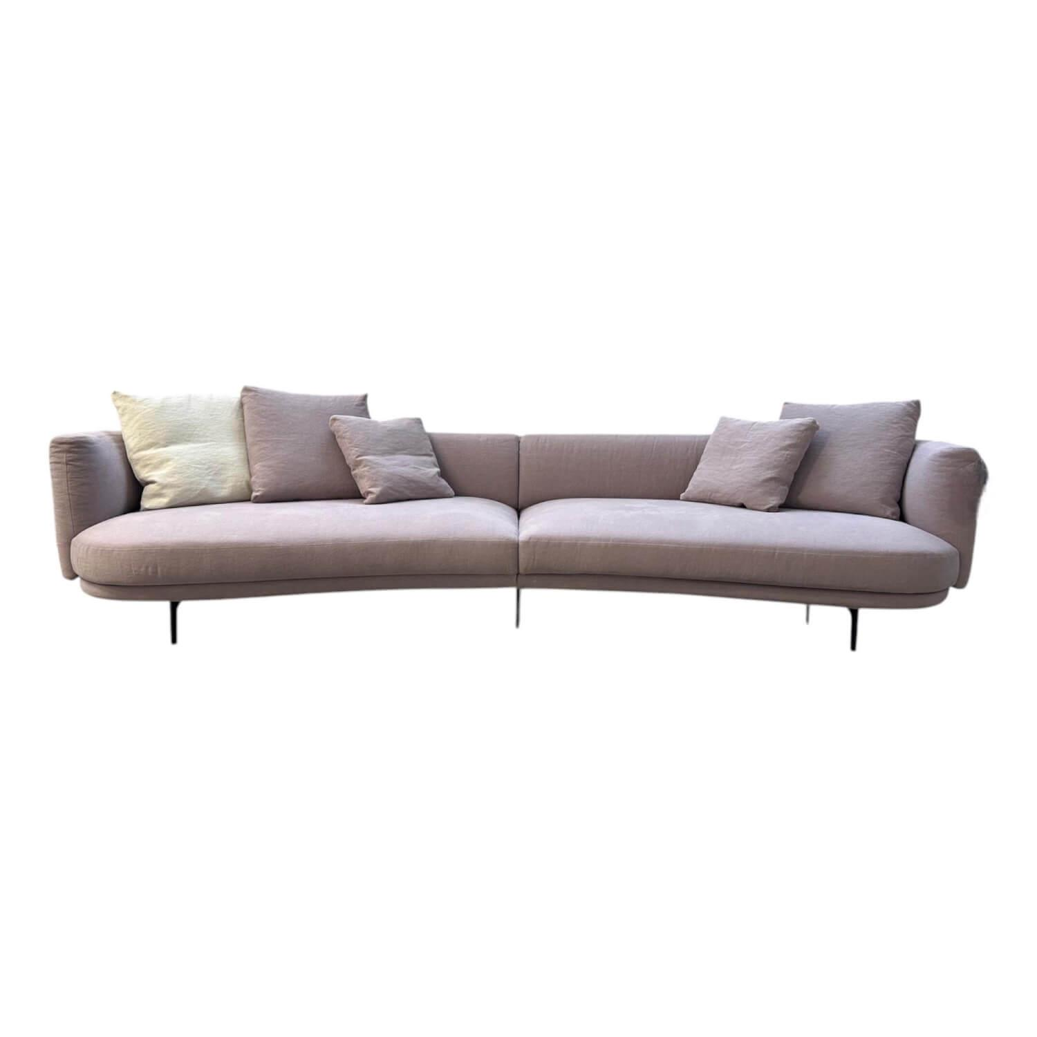 Walter Knoll - Sofa Maaru 850 Stoff Lino 7899 Magnolia Violett Gestell Schwarz Matt Pulverbeschichtet Inklusive 5 Kissen - 1