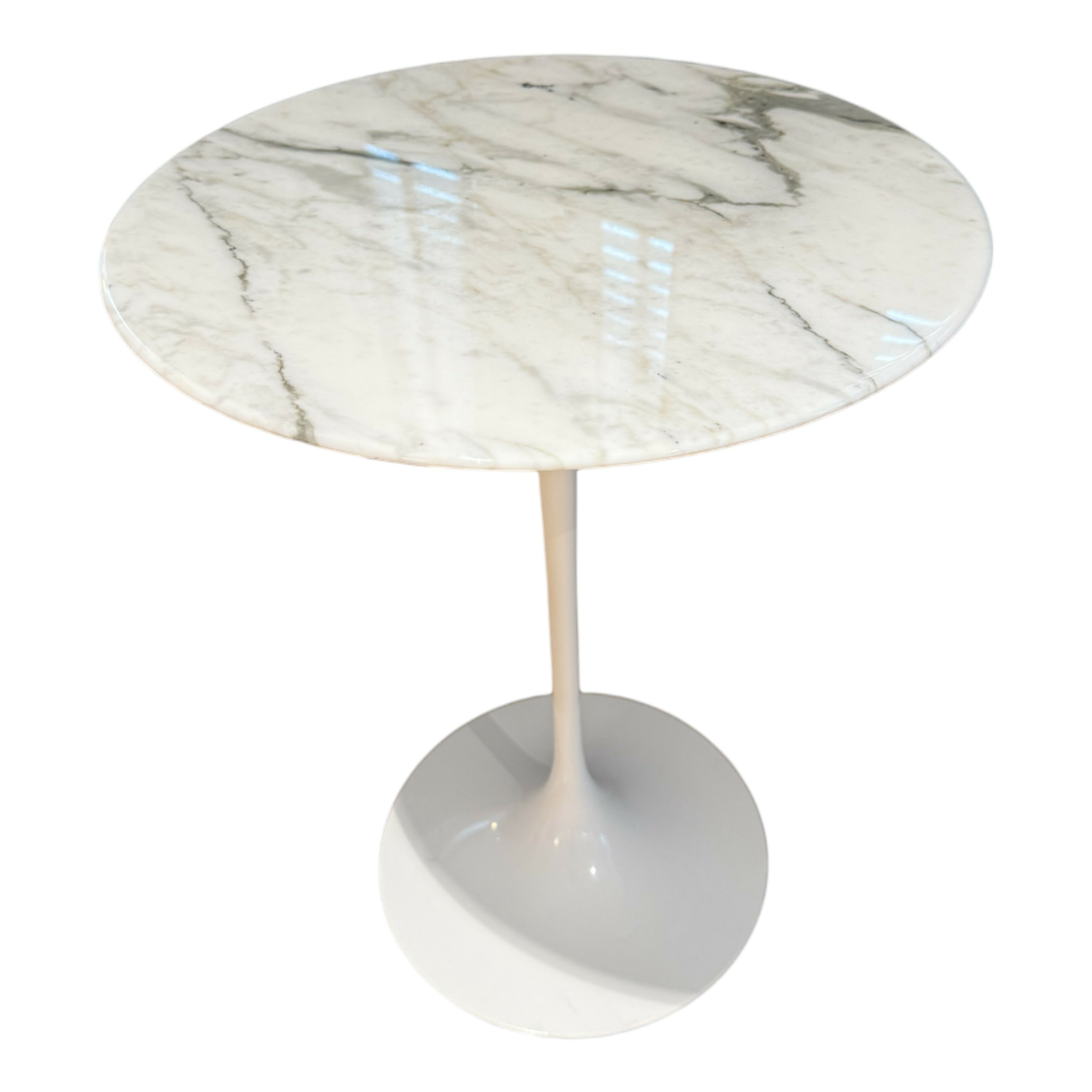 Knoll International - Beistelltisch Saarinen Marmor Arabescato Säulenfuß Weiß - 1
