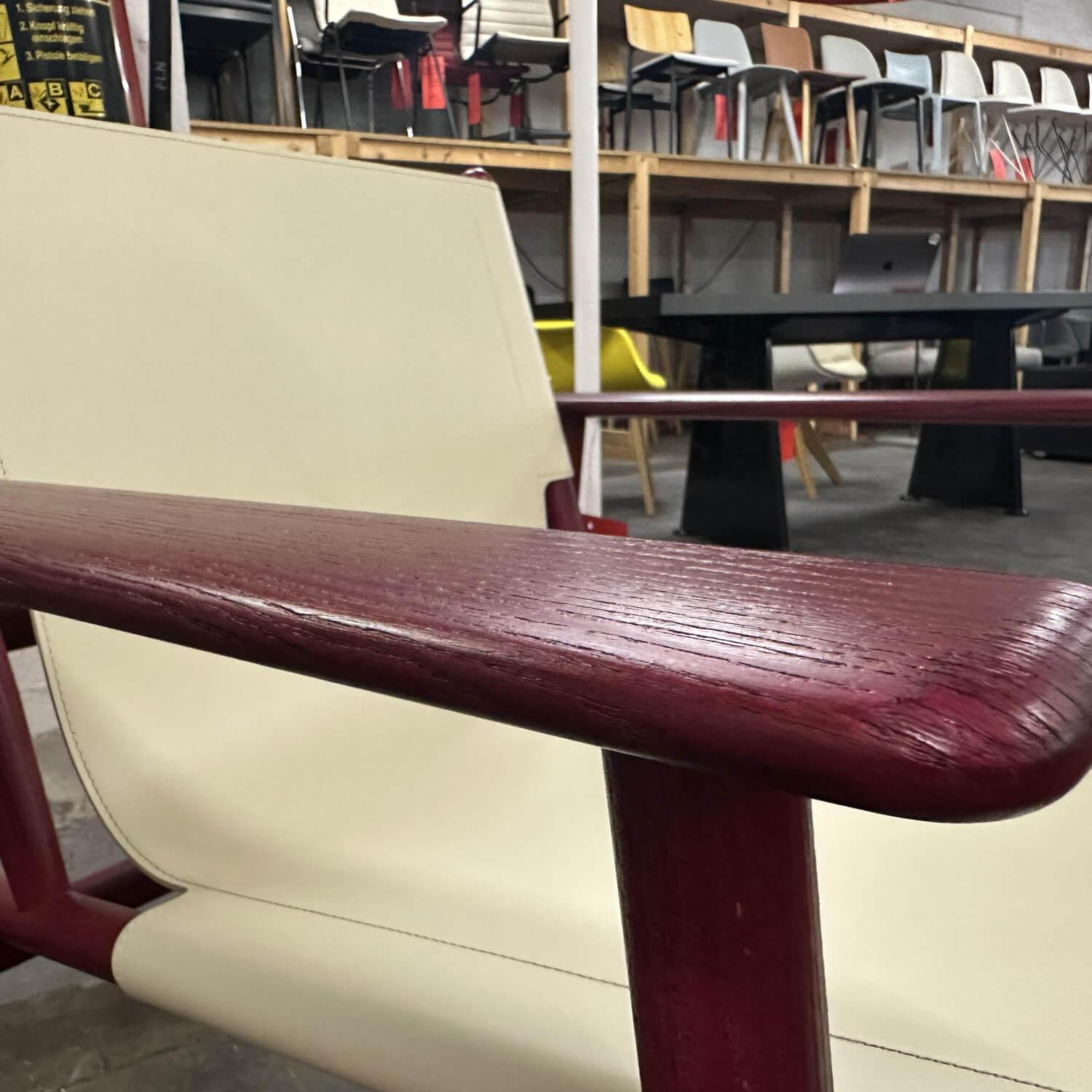 B&B Italia - Sessel Cordoba Kenleder Creme Gestell Esche Cranberry Rot Gefärbt - 6