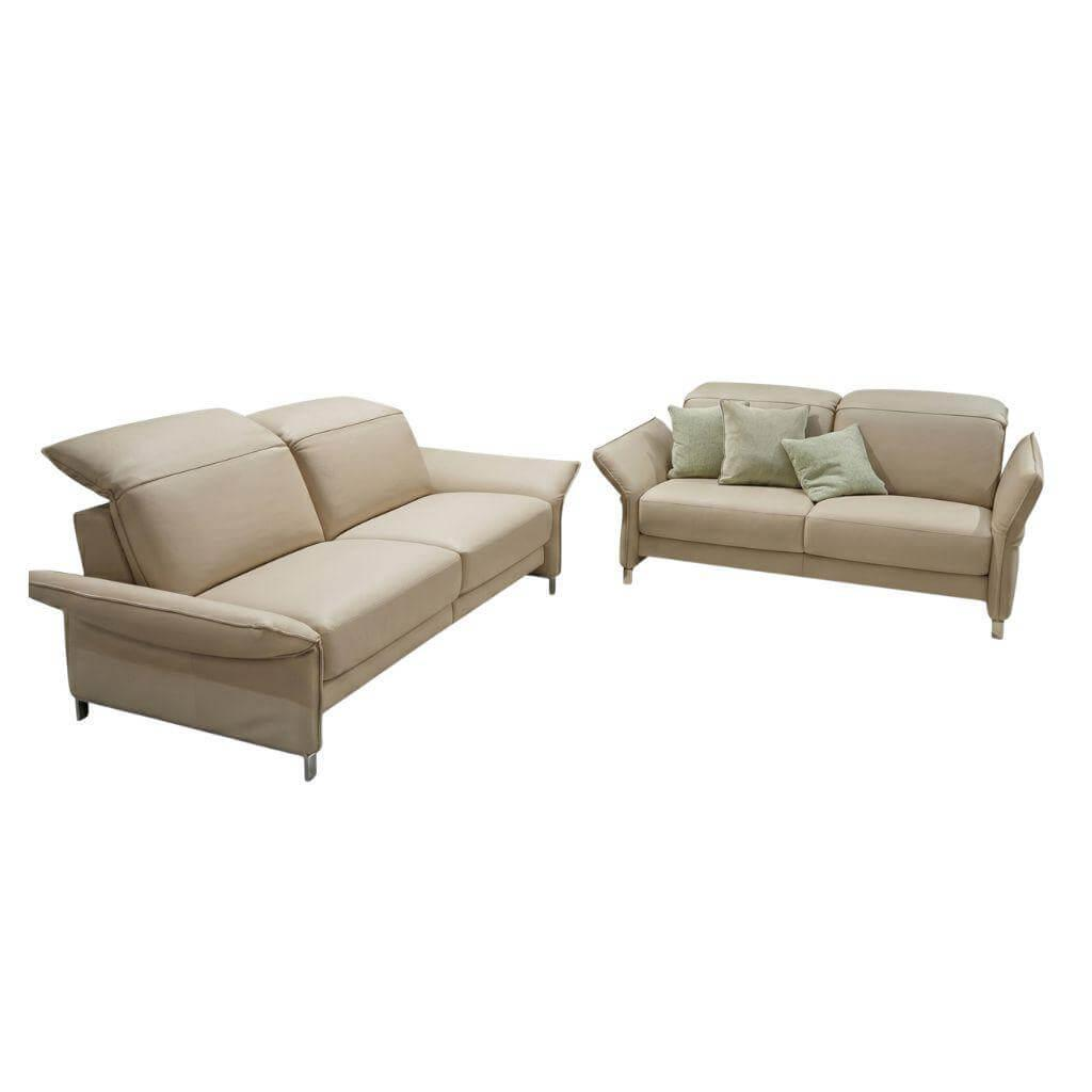 Erpo - Sofagarnitur Avantgarde 965 Leder Pearl 43.210 Beige Gestell Metall Hochglanz Verchromt - 1