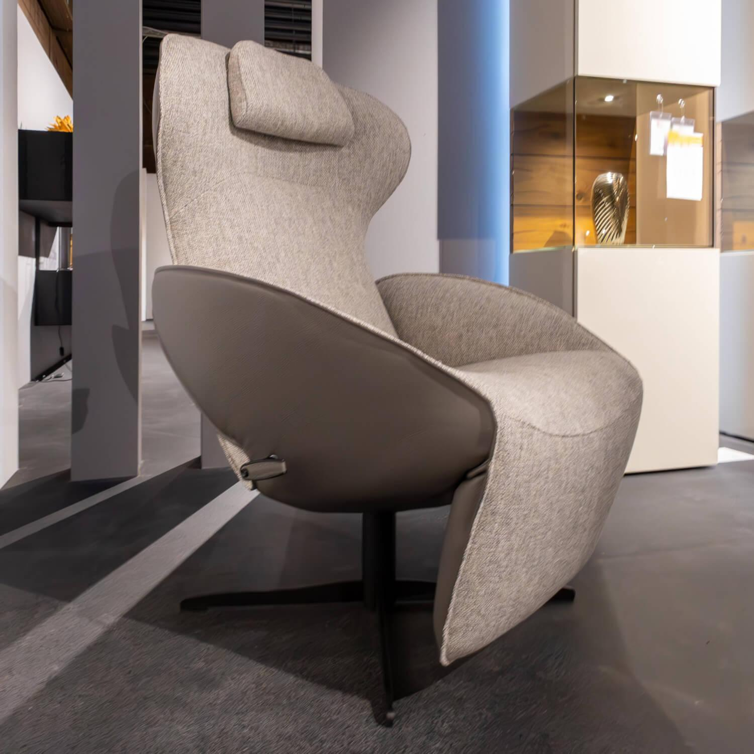 Jori - Relaxsessel Daydreamer JR7450 Bezug Innen Bembebis C0720 Grau Außen Leder Celia Smoke Grau - 5