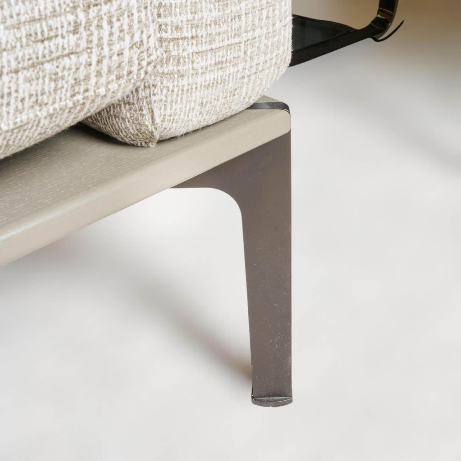 Bielefelder Werkstätten - Sofa Spirit 2 80 Stoff Scott BW 1769 272 Creme Beige Grau Füße Metall Beige Grau Mit Schmalen Armlehnen Und Armlehnkissen - 3