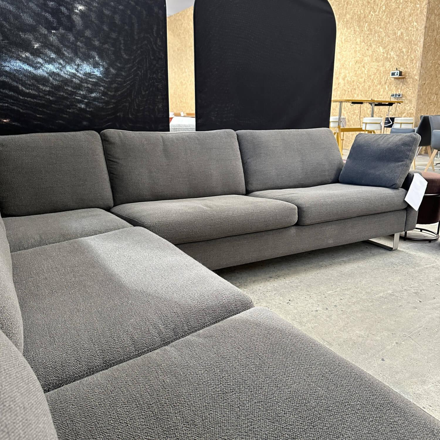 COR - Ecksofa Conseta Stoff 8078 Tabak Anthrazit Metallkufe F04 Stahl Feinstruktur Mit Kopfstütze - 3