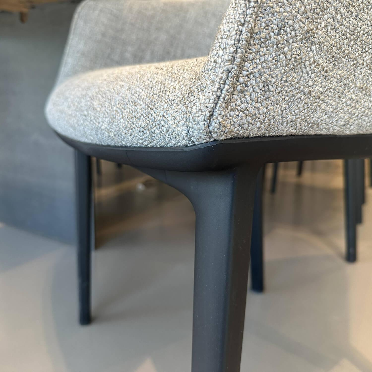 Vitra - 6er-Set Armlehnstuhl Softshell Stoff Savana 06 Siragrey Melange Grau Gestell Basic Dark Schwarz - 5