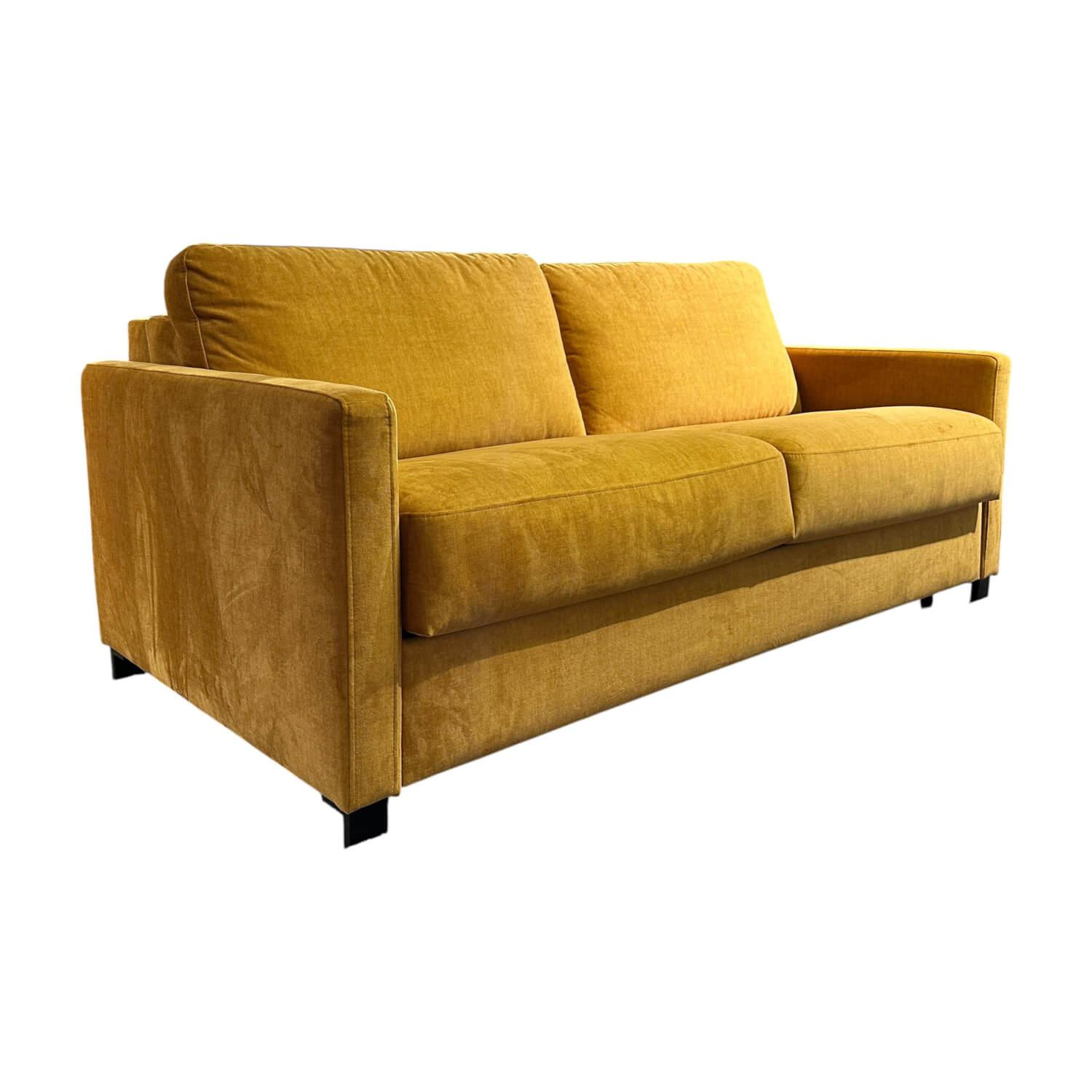 Contur - Schlafsofa Nuoro Stoff 10 7010 Gelb Winkelfuß Metall Verchromt 347 Mit Gelformmatratze - 1