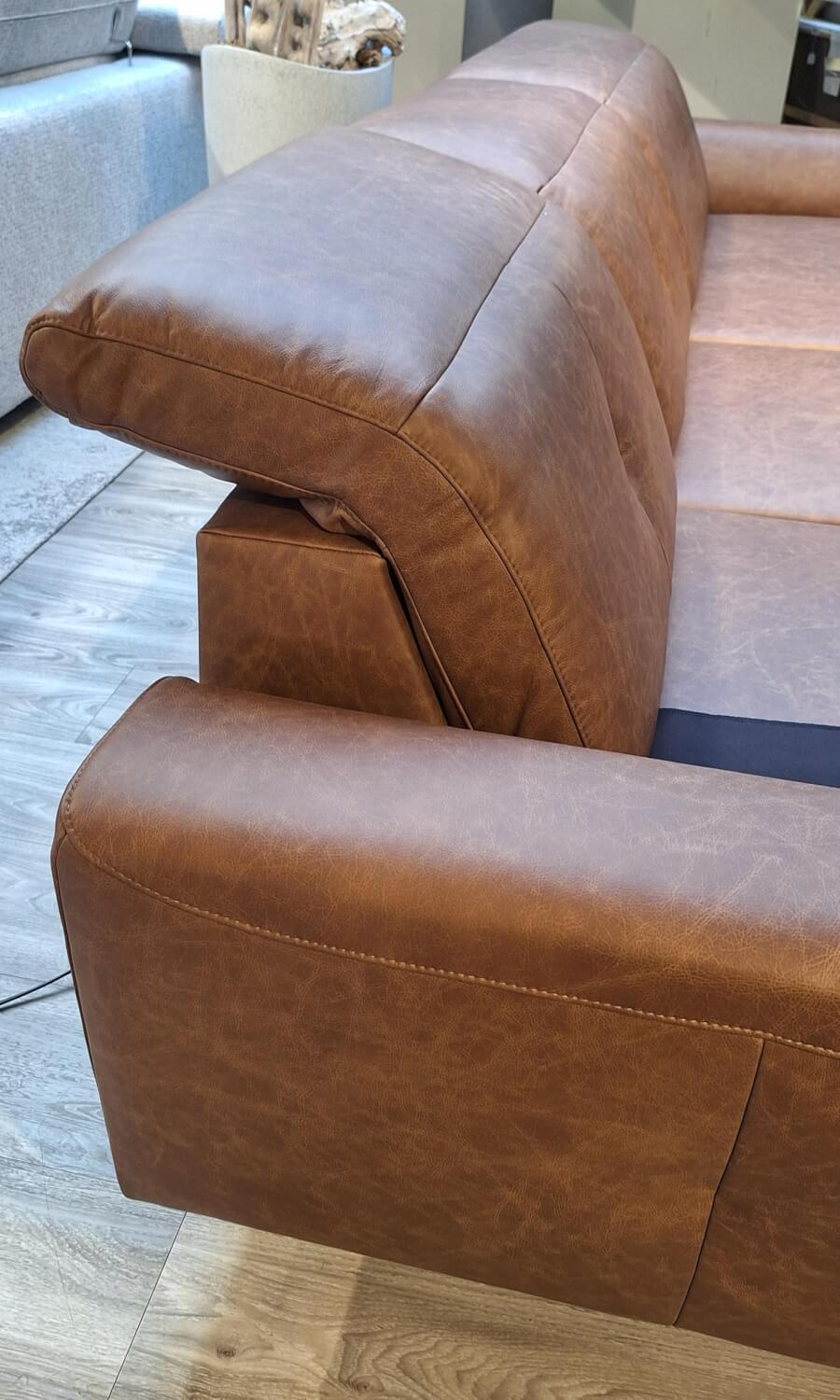 Candy - Ecksofa Santo Leder Vincenza Braun ohne Dekokissen - 16