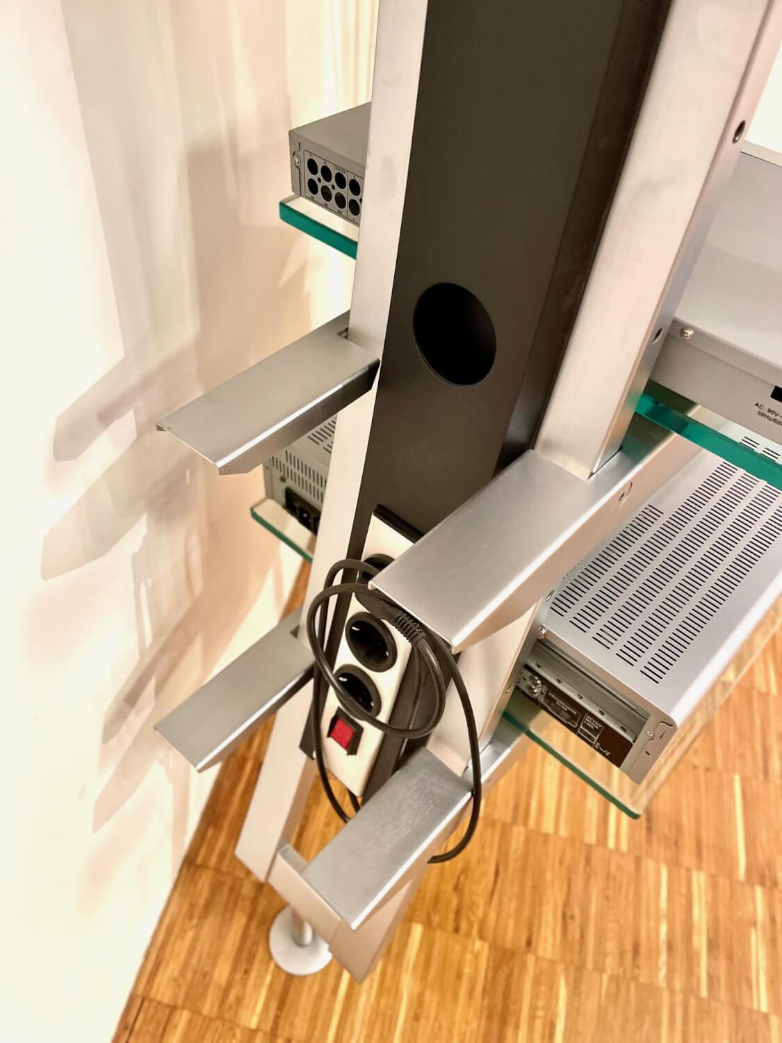 Bacher - TV-Regal Mattes Metall Und Glas Mit Schwenkbarem TV- Und Hifi-Rack - 5