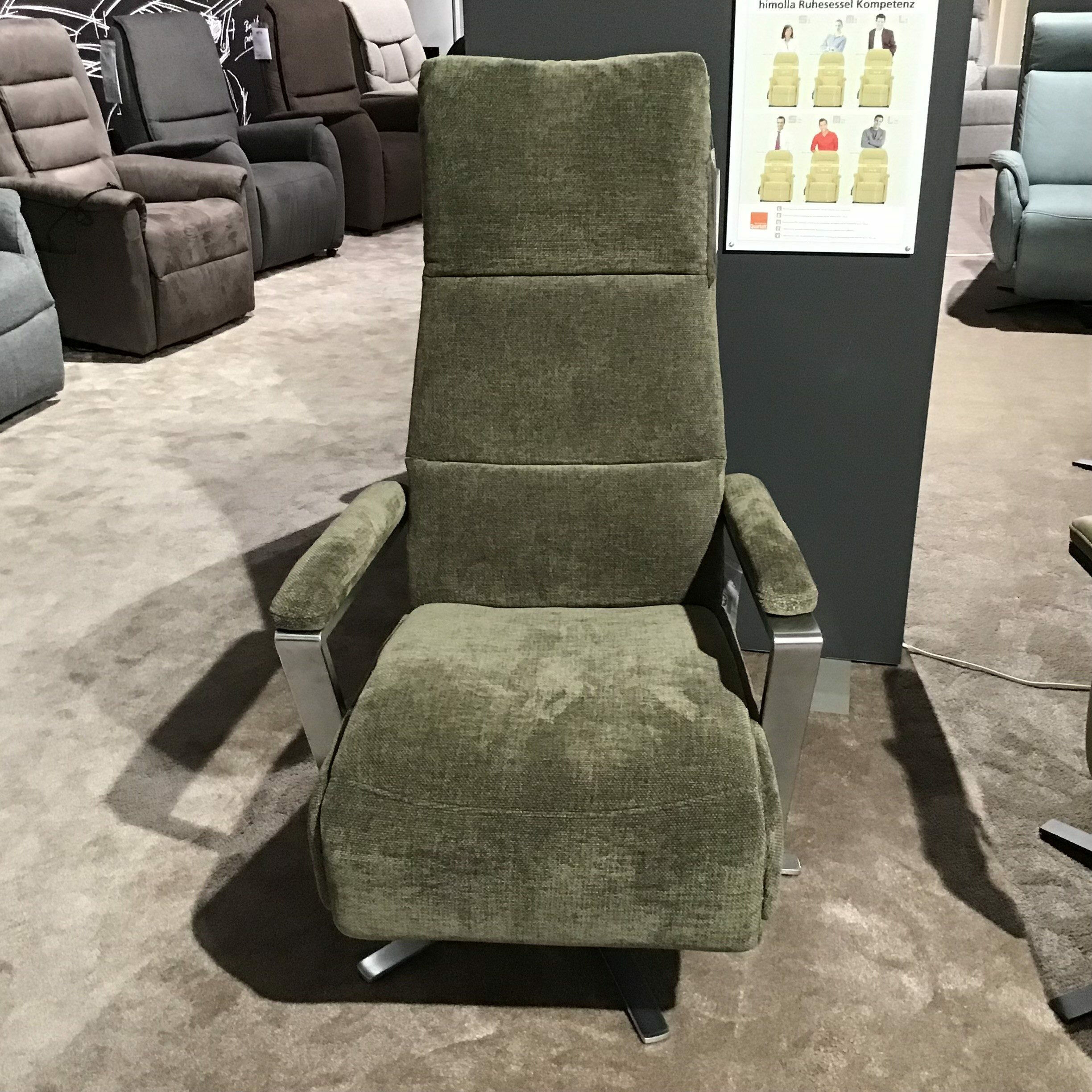 Steinpol - Drehsessel Pakuna Stoff Olive Grün Gestell Stern Drehteller Edelstahl Gebürstet - 5