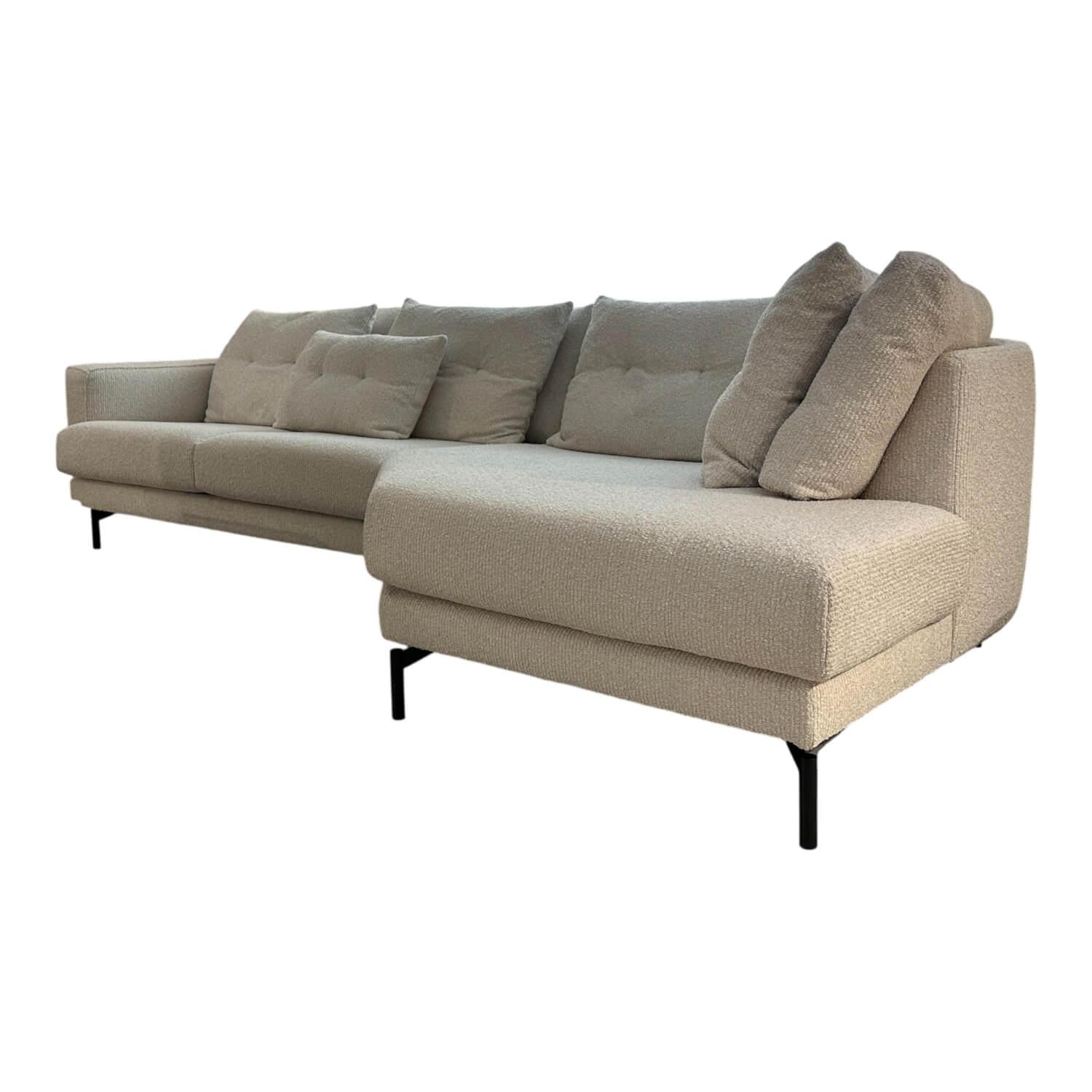 Raum.Freunde - Ecksofa Anesa Stoff Nolte 7250 Nature Cord Bouclé Beige Metallfuß Schwarz - 1