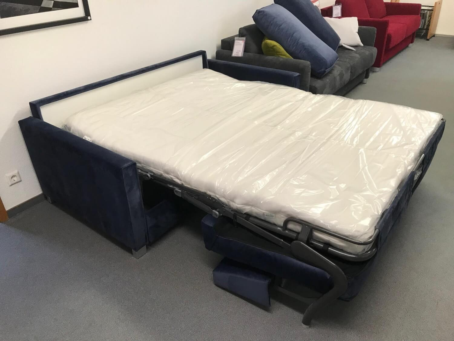 Bali - Schlafsofa Bianca Stoff Velour 8-8913 Dunkelblau Fuß Buche Silberfarbig - 3