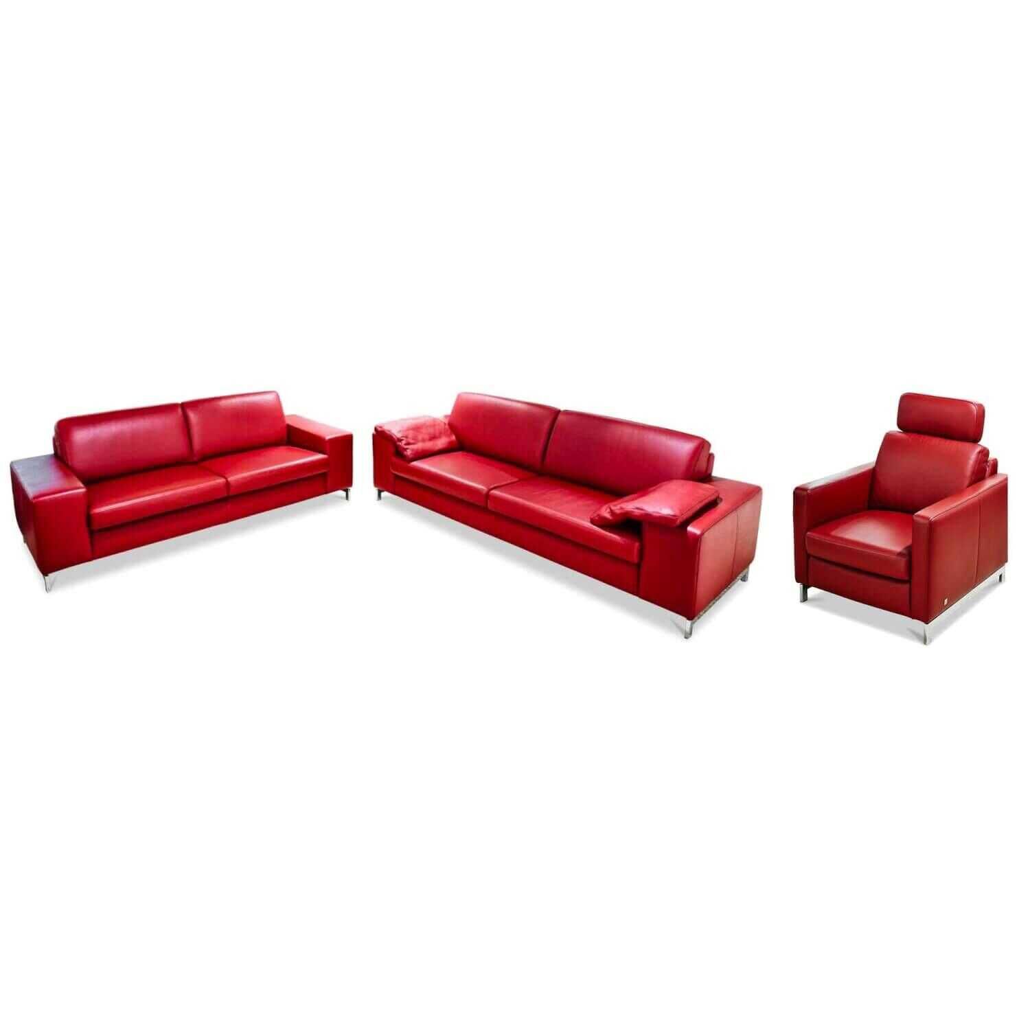 Musterring - Garnitur MR 2875 Leder Rot 2 Sofas 1 Sessel - 1
