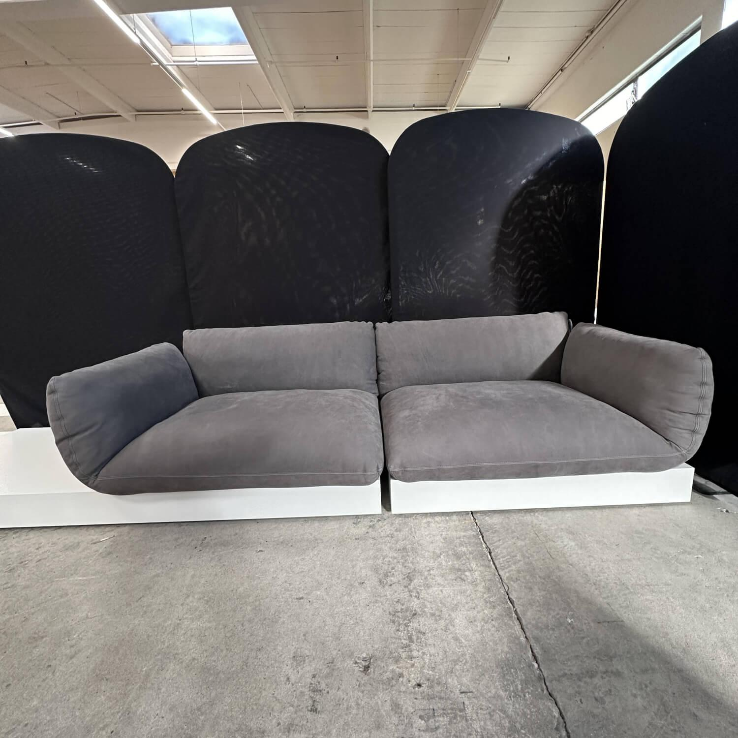 COR - Sofa Jalis Leder 681 Graphit Grau Steppfaden Anthrazit Mit Podest Lack Schneeweiß - 8