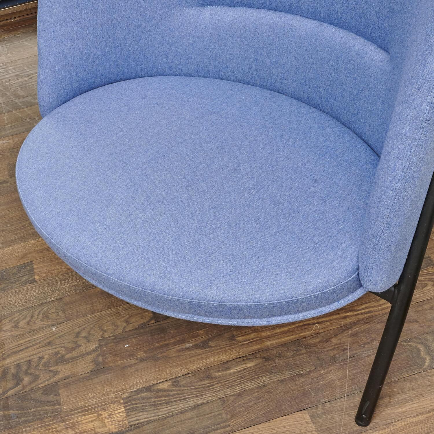 Tecta - Loungesessel DS70 Stoff Dama 75 Mittelblau Blau Gestell Schwarz Pulverbeschichtet Mit Kissen Und Hocker - 9