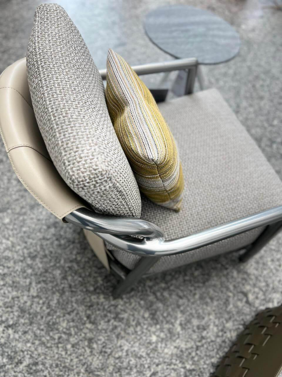 Flexform - Sessel Alison Outdoor Stoff Cactus A73 Grau Gestell Aluminium Lackiert Inklusive Kissen - 3