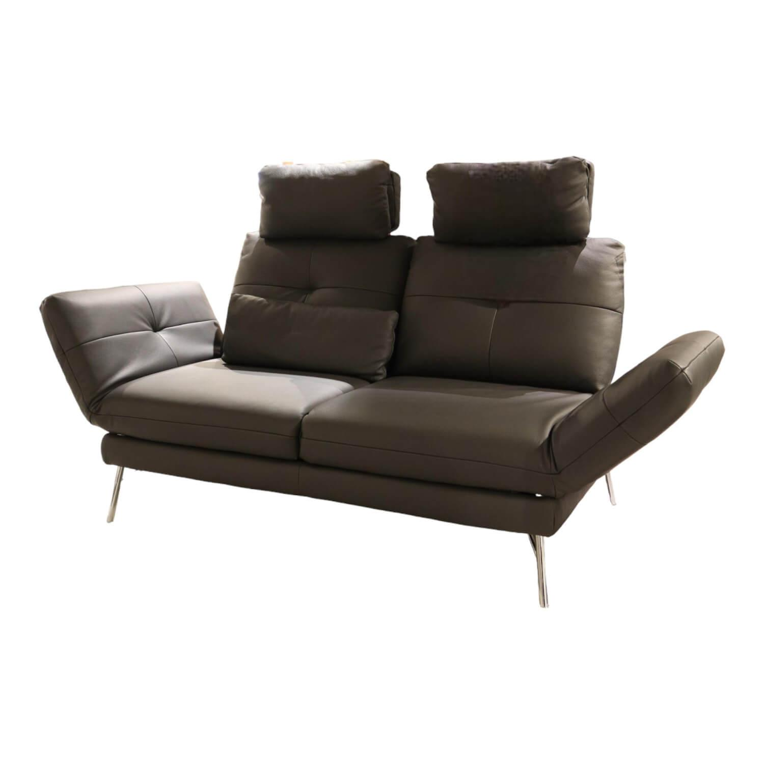 Mondo - Sofa Assea Dickleder Torero Fango Metallfuß 498 Chrom Glänzend - 1