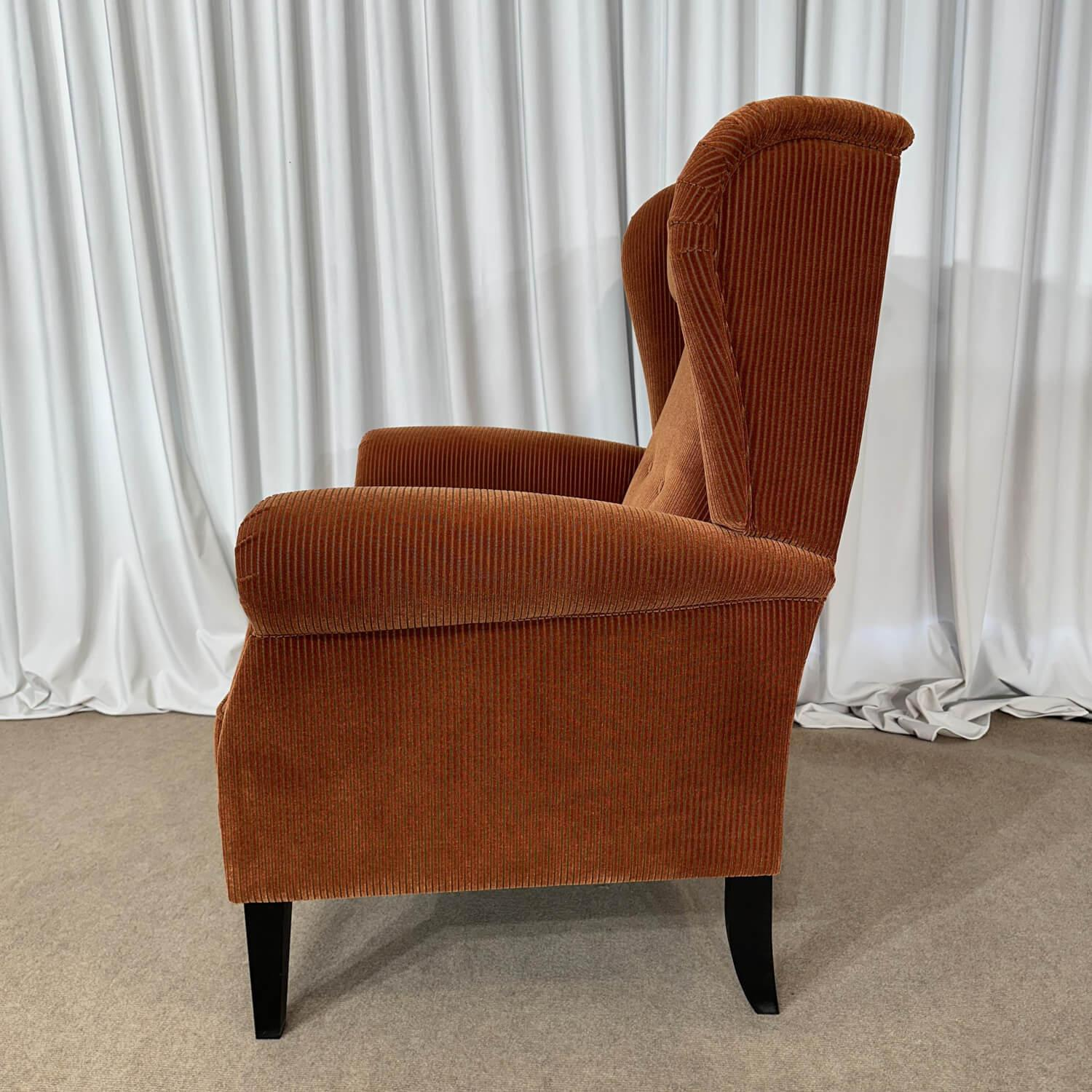 Puhlmann - Sessel Keitum Stoff Velour Coto 02 Orange Füße Schwarz Mit Verstellbarer Lehne Und Nackenkissen - 3