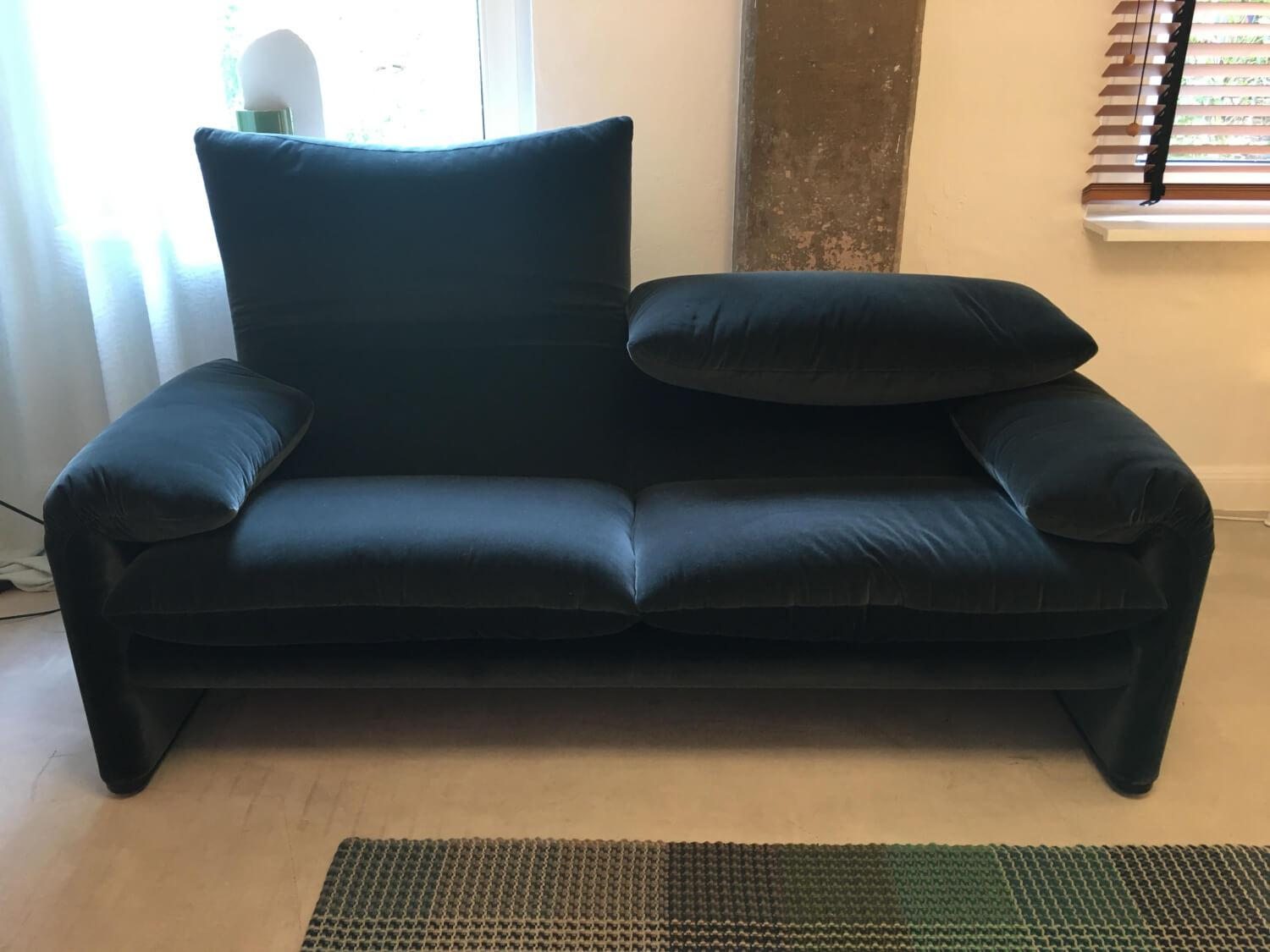 Cassina - Sofa Maralunga 675 06 Stoff Ortigia Cactus Dunkelgrün Füße Schwarz - 3
