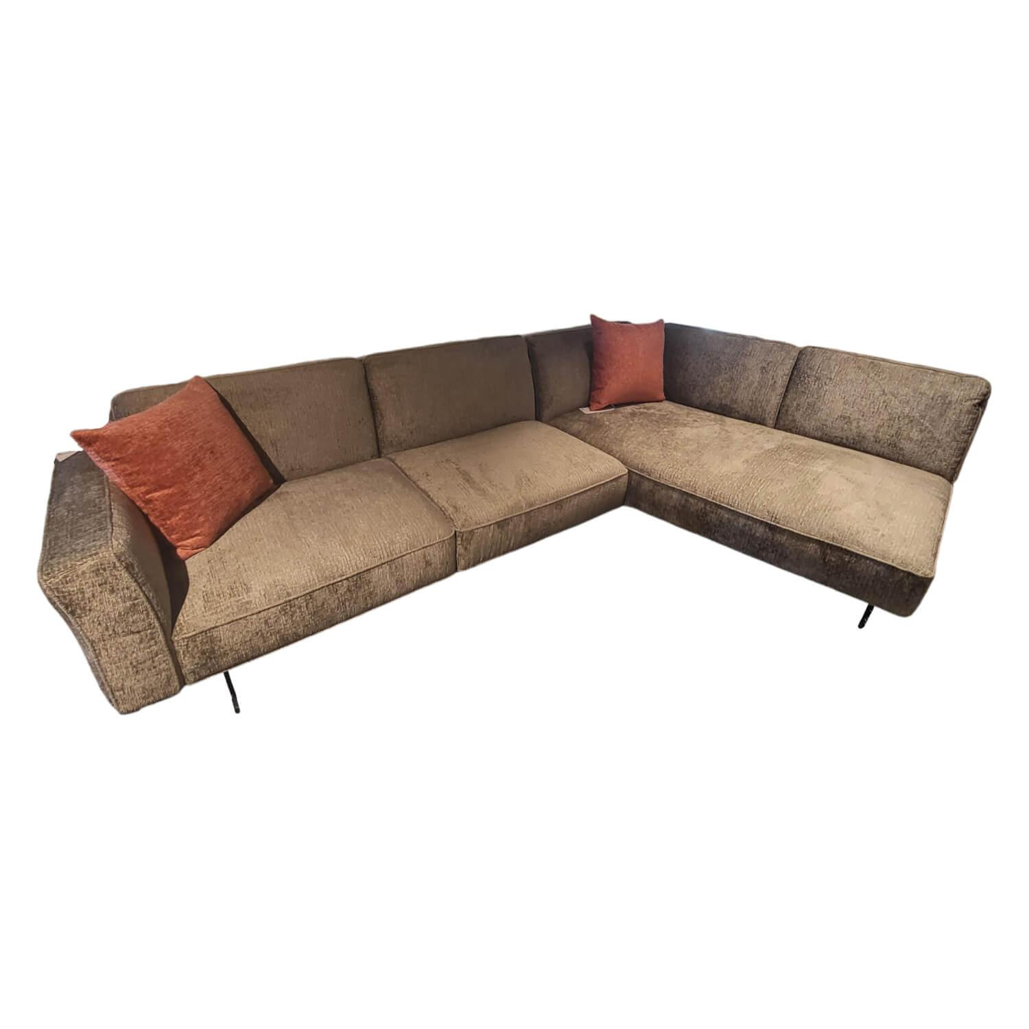 Klier Concept  - Ecksofa No 04 Stoff Fusion Thyme PG III Grau Metallfüße Schwarz - 1