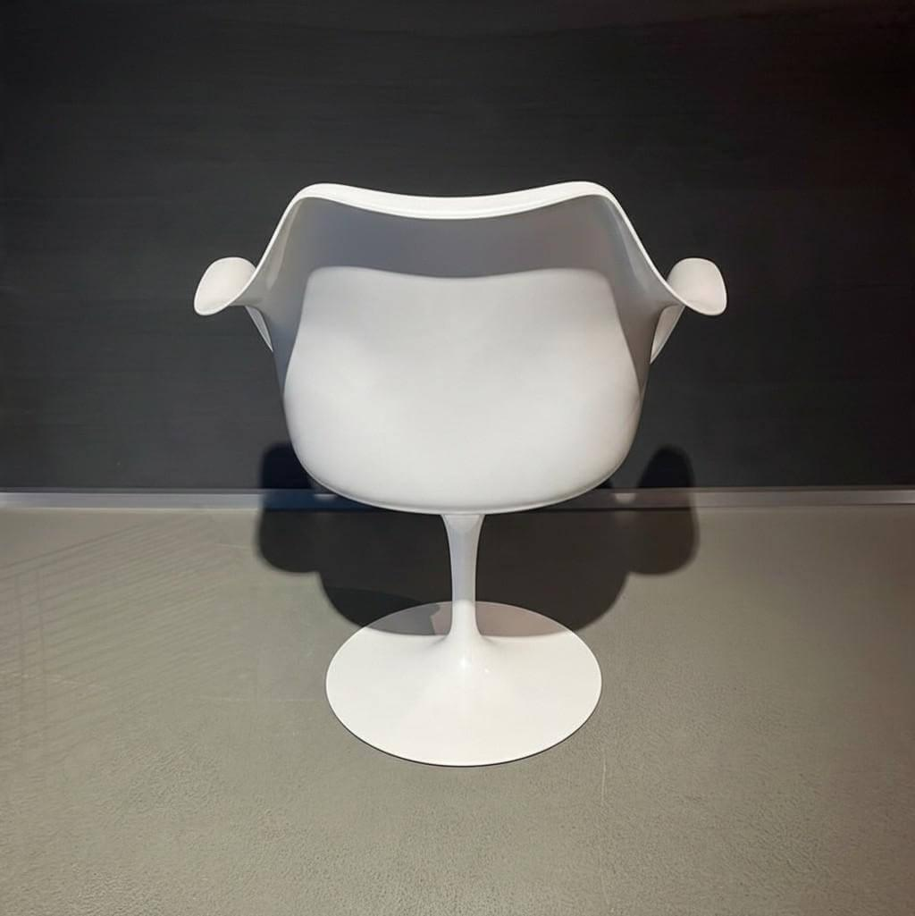 Knoll International - Armlehnstuhl Saarinen Tulip Stoff Dedar Eva Mousse 168 Grün Schale Kunststoff Weiß Drehgestell Metall Weiß - 5