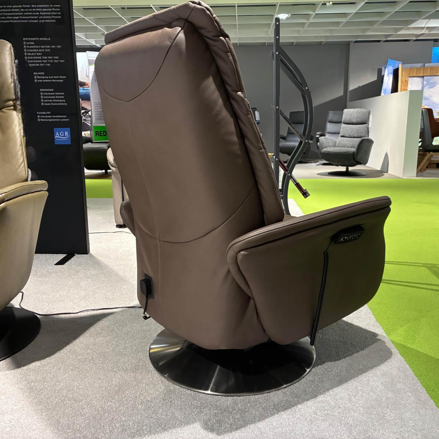 himolla - TV-Sessel 4550 IL Easy Swing Leder Longrustikal 24 Kokos Braun Tellerfuß Edelstahloptik Anthrazit - 2