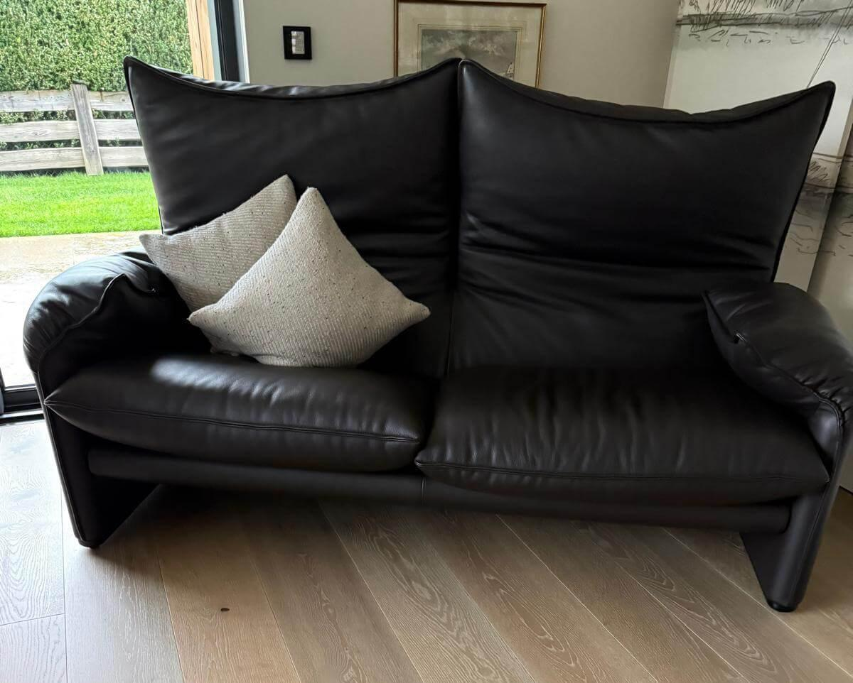 Cassina - Sofa Maralunga 40 Leder Dunkelbraun Basis Schwarz - 6