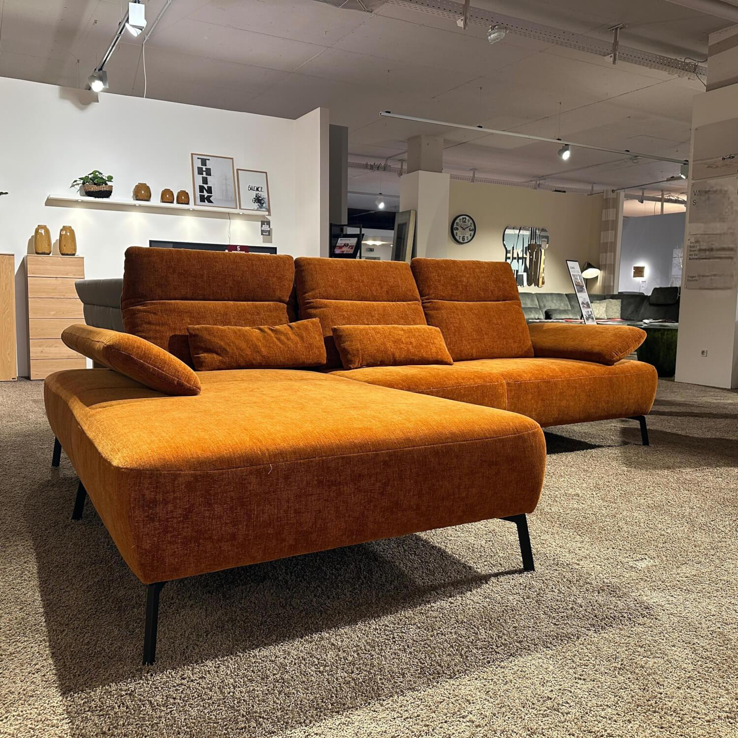 Carina - Polsterkombination EM Setupal Stoff Cosmopolitan Rusty Orange Braun Metallfuß 284 Schwarz Matt Mit Kissen - 2