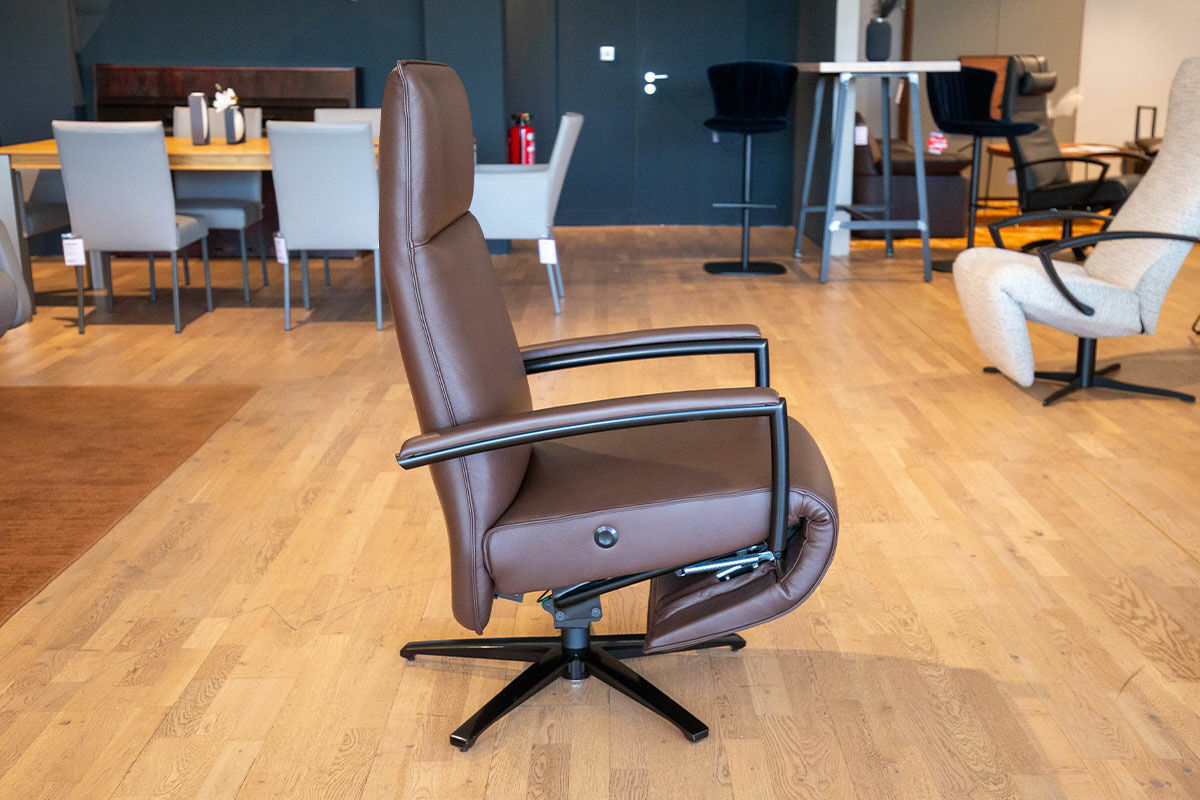 Strässle - Relaxsessel Leeno Leder Montana Dunkelbraun Gestell Aluminium Schwarz Mechanisch Verstellbar - 3