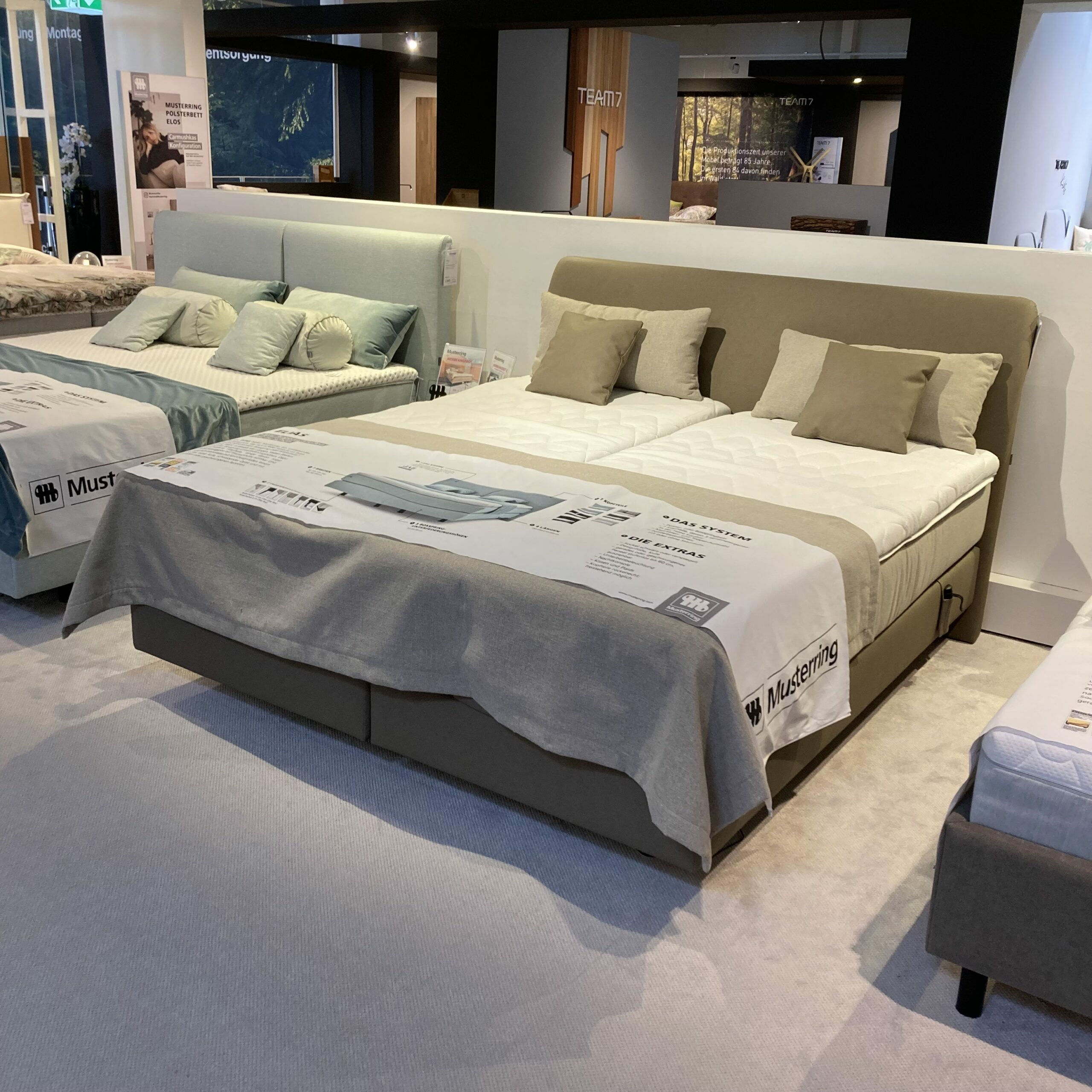 Musterring - Boxspringbett Elias Stoff Kariba Grau Metallfüße Schwarz mit 2 Matratzen - 5