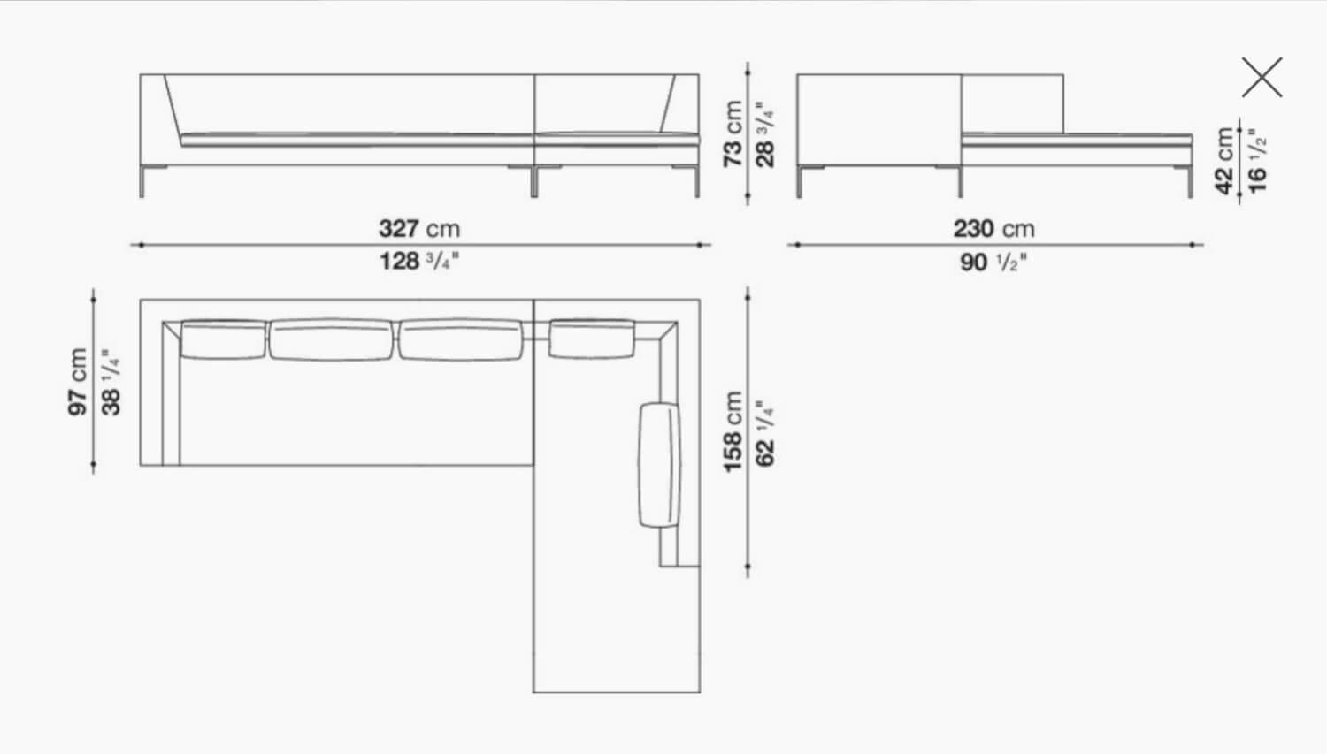 B&B Italia - Eckiges Sofa Charles Stoff Rattier Seil Beige Innenrahmen Stahlrohre Füße Aluminiumguss Inklusive Kissen - 4