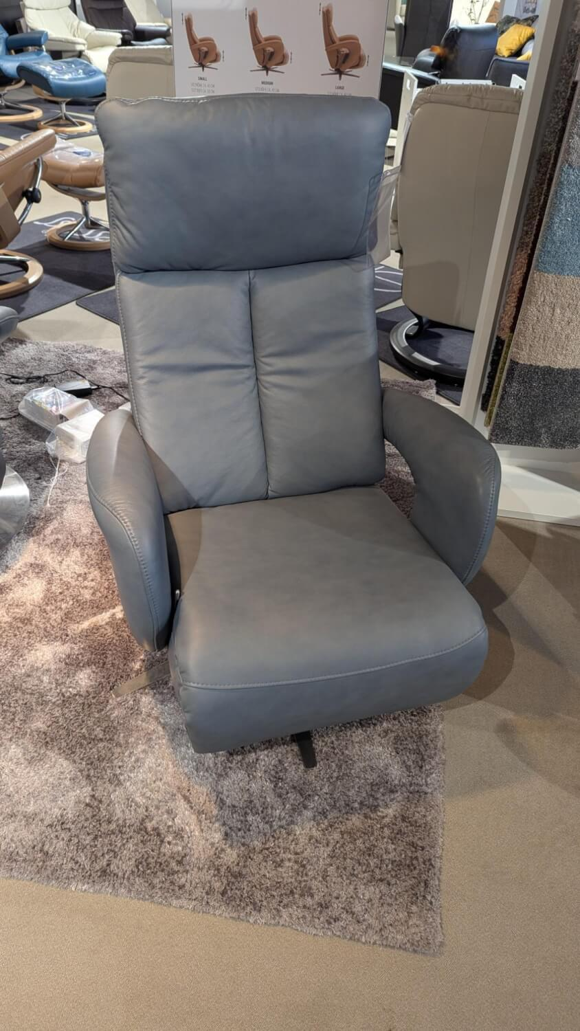 Hukla - Sessel Dreamline 02 Leder Vivre Steel Grau Sternfuß Edelstahl Mit Kopfteilverstellung - 2