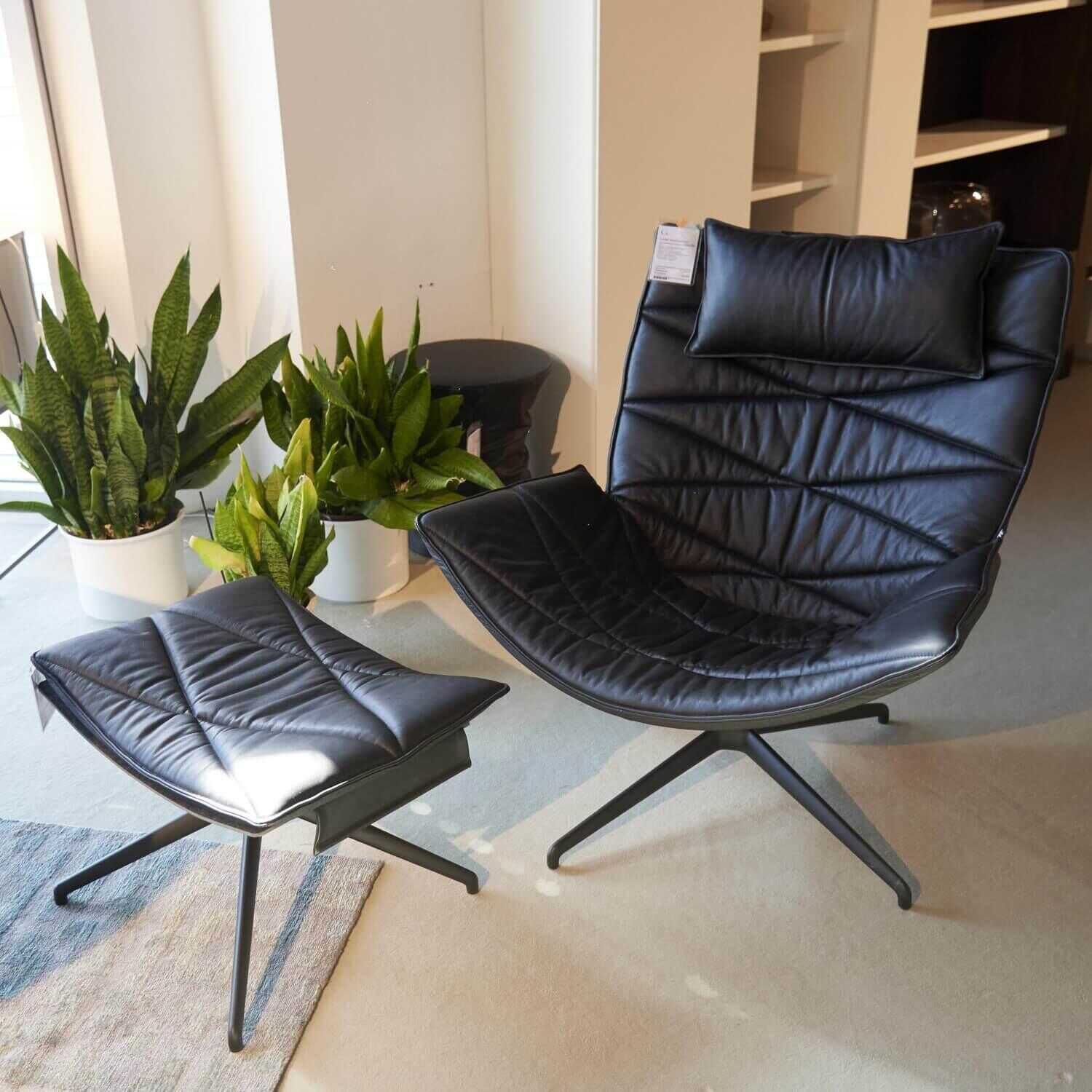 kff-lounge-sessel-nest-pure-leder-anthrazit-mit-hocker-bdb10cdae932KqxP1nRa9tBb0 KFF - Lounge Sessel Nest Pure Leder Anthrazit mit Hocker - 1