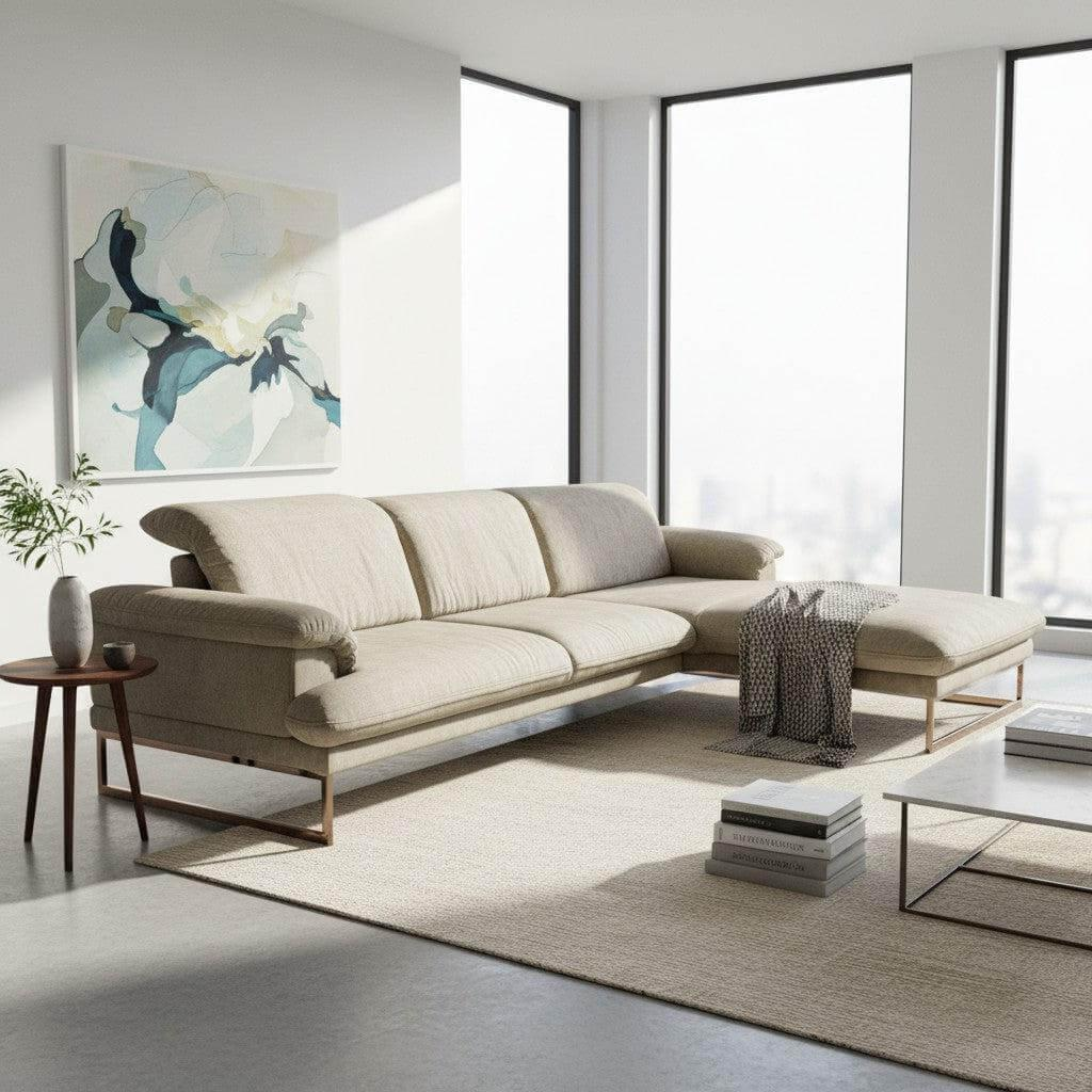 JOOP! - Ecksofa 8153 Studio Stoff D27 Stone Grau Kufengestell Metall Mit Manueller Verstellung - 4