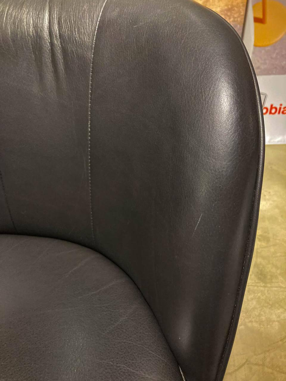 KFF - 2er-Set Thekenstuhl Gaia Innen Leder Anthrazit Außen Stoff Blake Grey Grau Rundrohrgestell Struktur Schwarz - 4