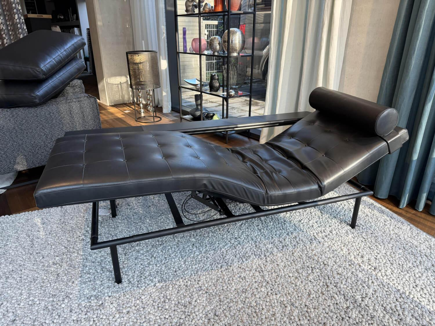 IP Design - Liege Campus De Luxe Leder IP Space Schwarz Gestell Metall Schwarz Mit Abklappbarem Rückenteil - 6