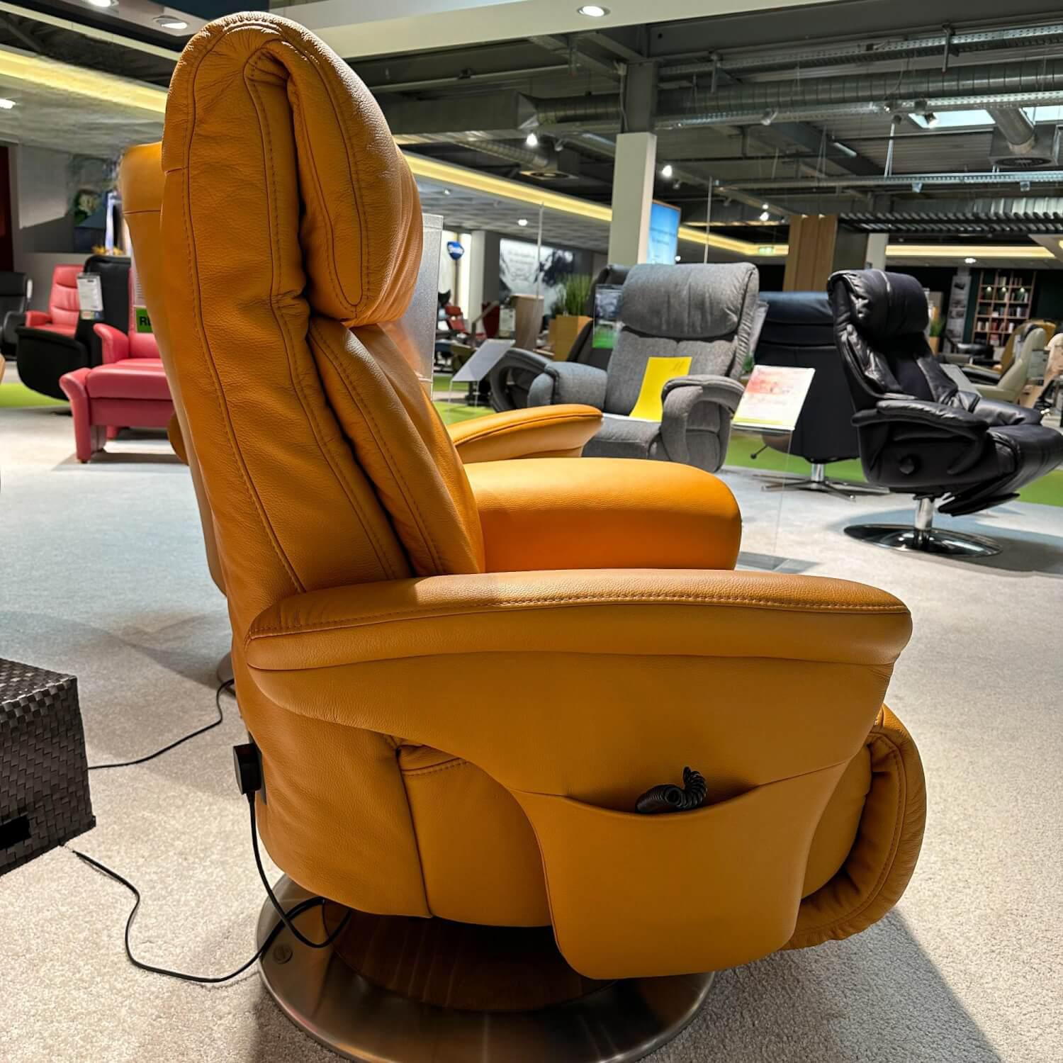 himolla - TV-Sessel M 1-Motorig 7627 Leder 24 Longru Safran Braun 66D Easy-Swing Fuß Holzteller 049 Buche Mit Edelstahlring - 3