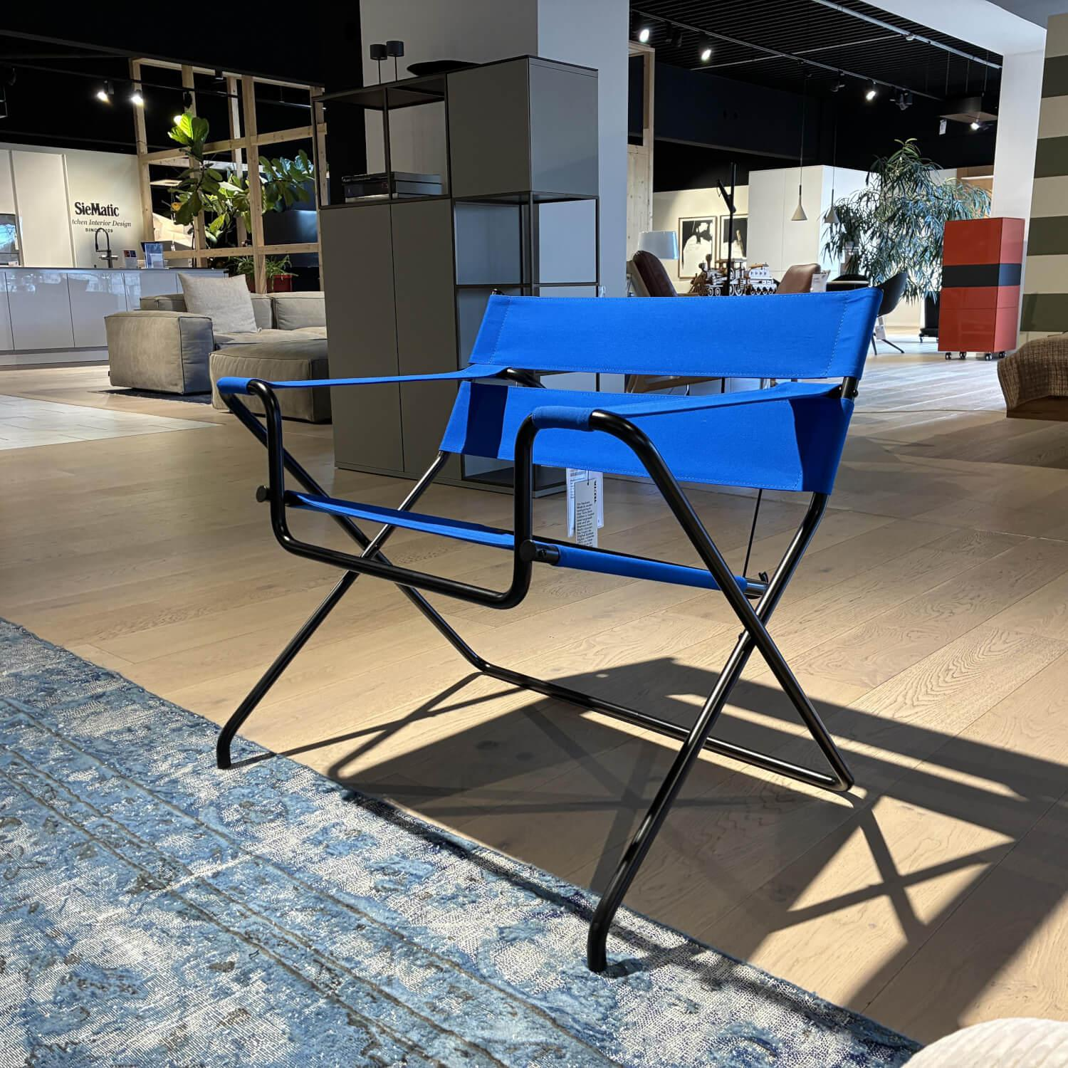 Tecta - Bauhaus Faltsessel D4 Bauhausgurt 052 Blau Gestell Stahlrohr Schwarz Pulver - 2