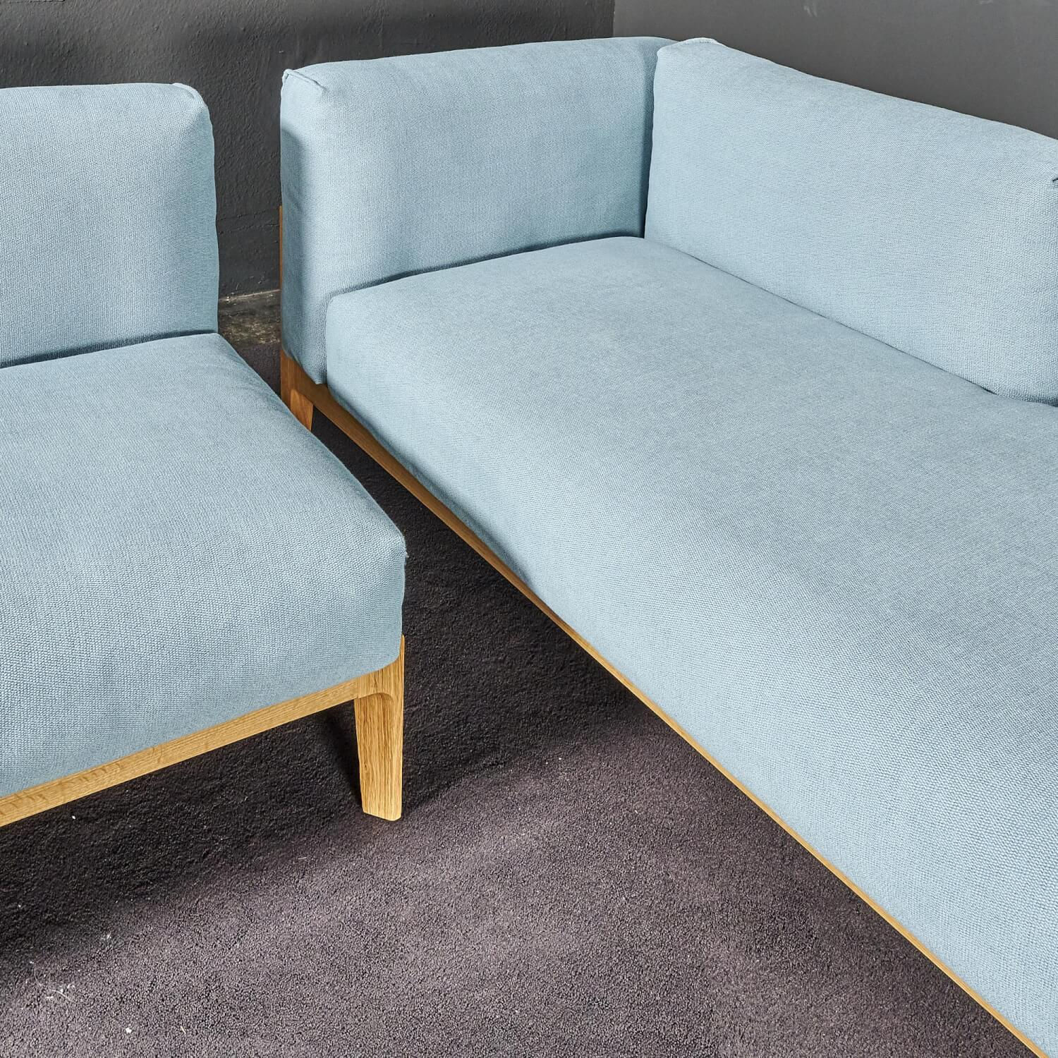 COR - Ecksofa Elm Stoff 9125 Hellblau Gestell Eiche Massiv Natur Geölt - 8