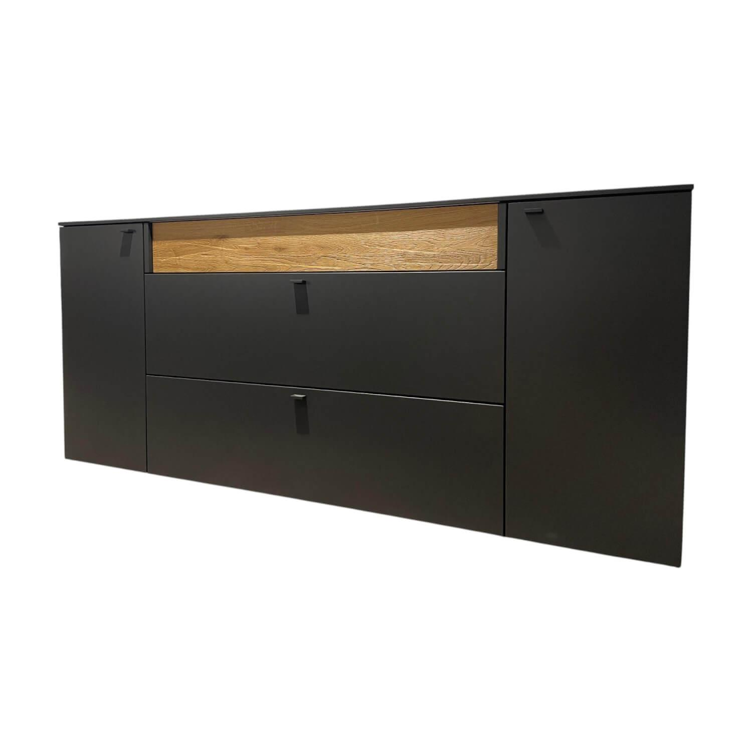 Venjakob - Sideboard Lumea 7243 3983 R Lack Anthrazit Matt Absetzung Eiche Gehackt Gebürstet Mit Beleuchtung - 1