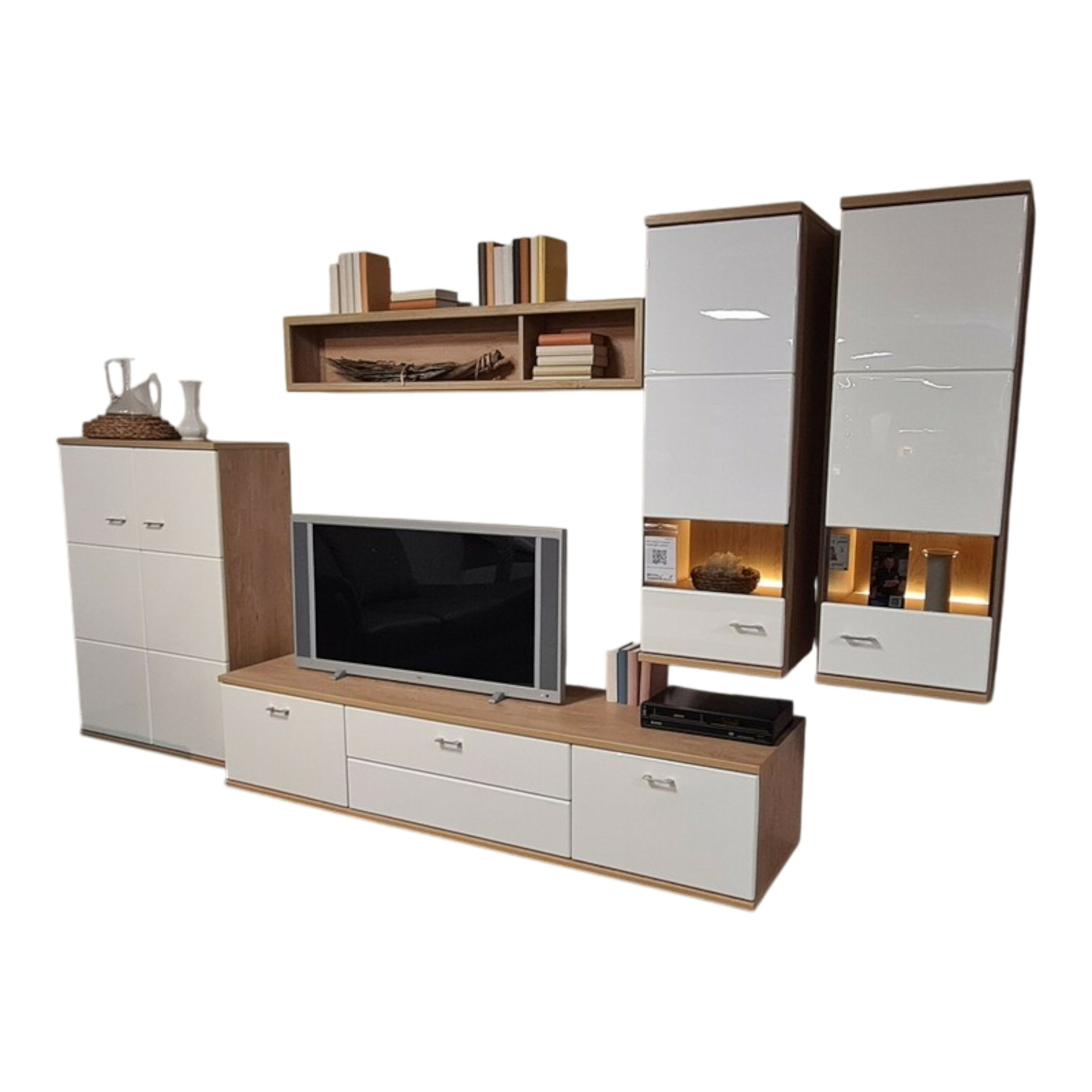 7924a88ddfb2aaa867ef69110b5380423a71b010_MF_0021326_001_mf_prop_image2_18519_Photoroom Stralsunder Möbelwerke - Wohnwand Multiplan Wildeiche Dekot Front Weiß Hochglanz - 1