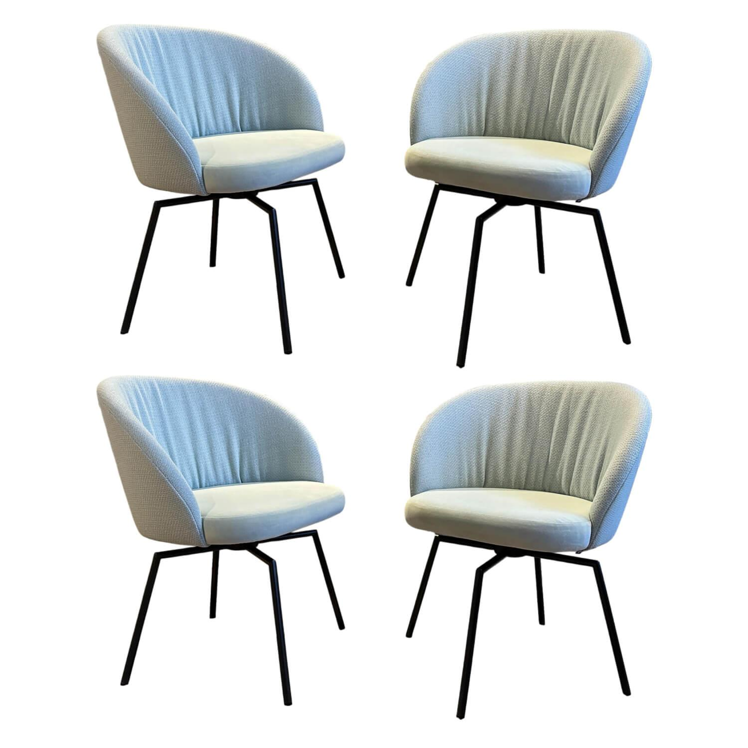 KFF - 4er Set Stuhl Giro Stoff Seven Water 2712 Blau Grau Sitz Stoff Mint 50 Grün Blau 4 Fuß Rundrohrgestell Anthrazit - 1