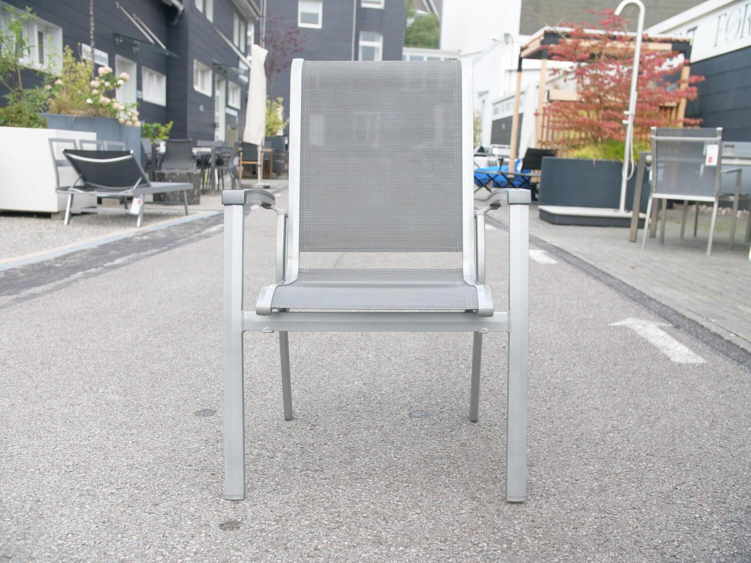 Sieger - 6er Set Stuhl Calvi Kunstfasergewebe Grau Gestell Aluminium Graphit - 2
