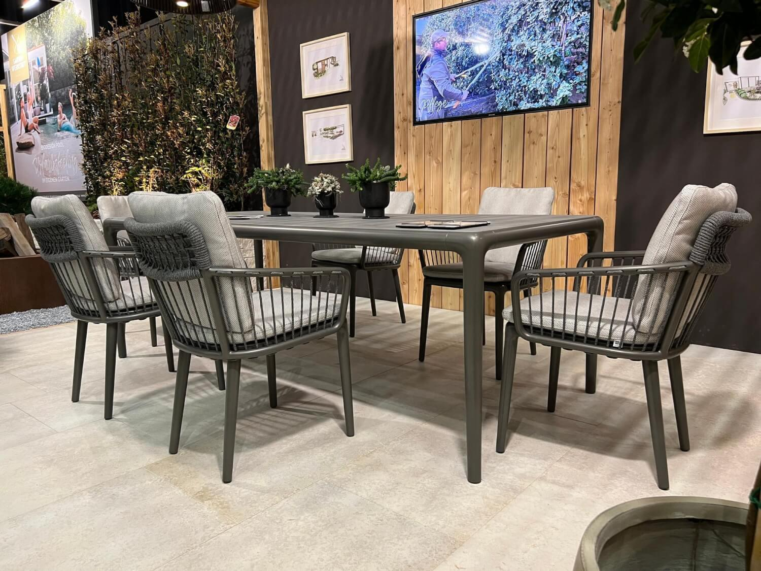 Rolf Benz - Esstisch Yoko 250 Outdoor Platte Keramik Naturali Pietre Grau Gestell Aluminium Anthrazit Matt Pulverbeschichtet - 3