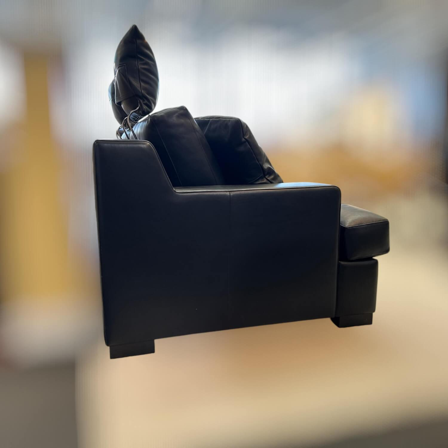 Bielefelder Werkstätten - Sofa Inspiration Leder Provence Schwarz Fuß Holz - 9