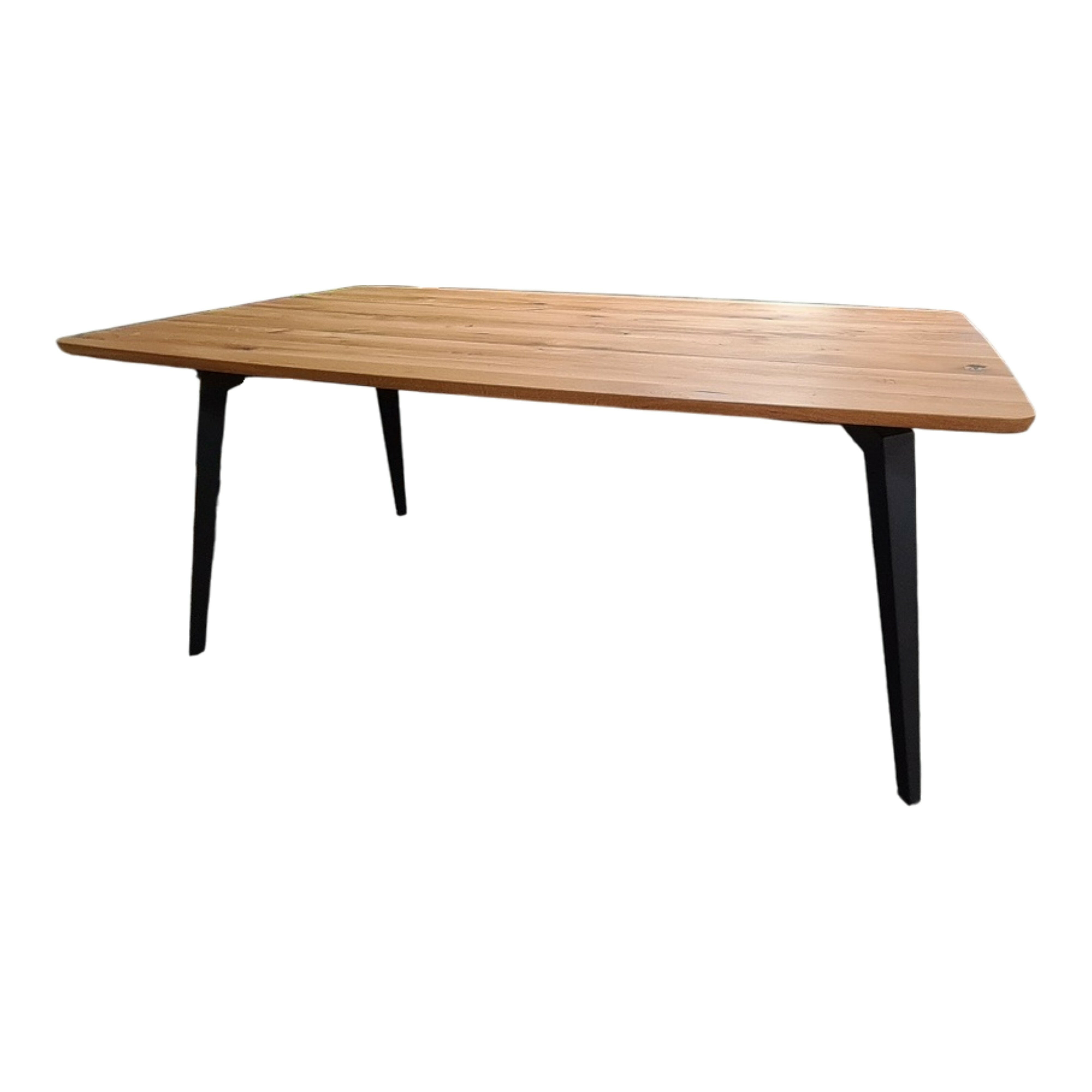 MCA - Esstisch Stockholm Balkeneiche Massiv Geölt Bootsförmig Gestell Metall Anthrazit Lackiert - 1