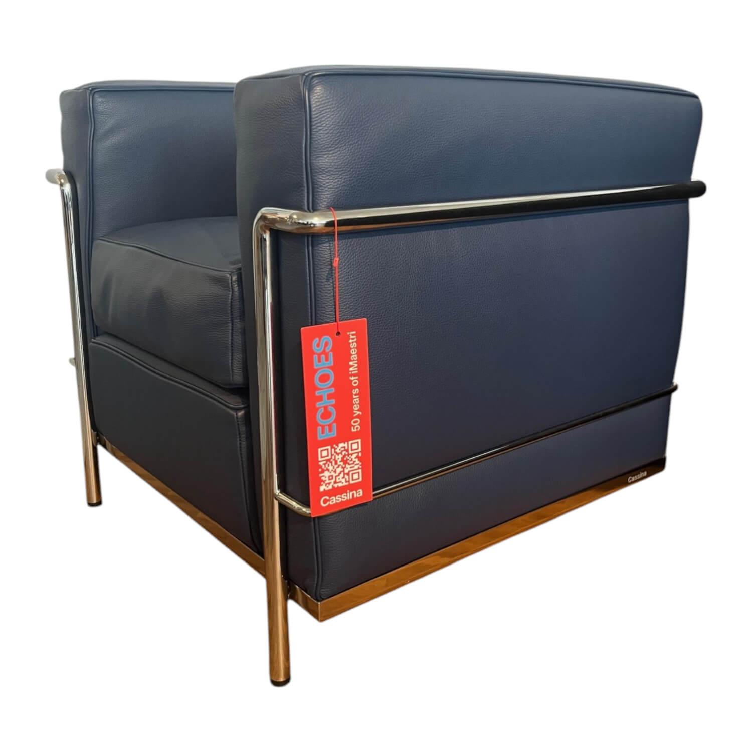 Cassina - Sessel LC2 Fauteuil Grand Confort Petit Modele Durable Leder Blu Oceano - 1