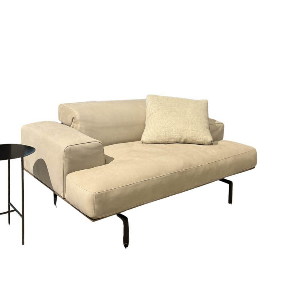 Living Divani - Sessel Sumo Leder Nabuk 400 Creme Beige Füße Stahl Gunmetal Grau Lackiert - 1