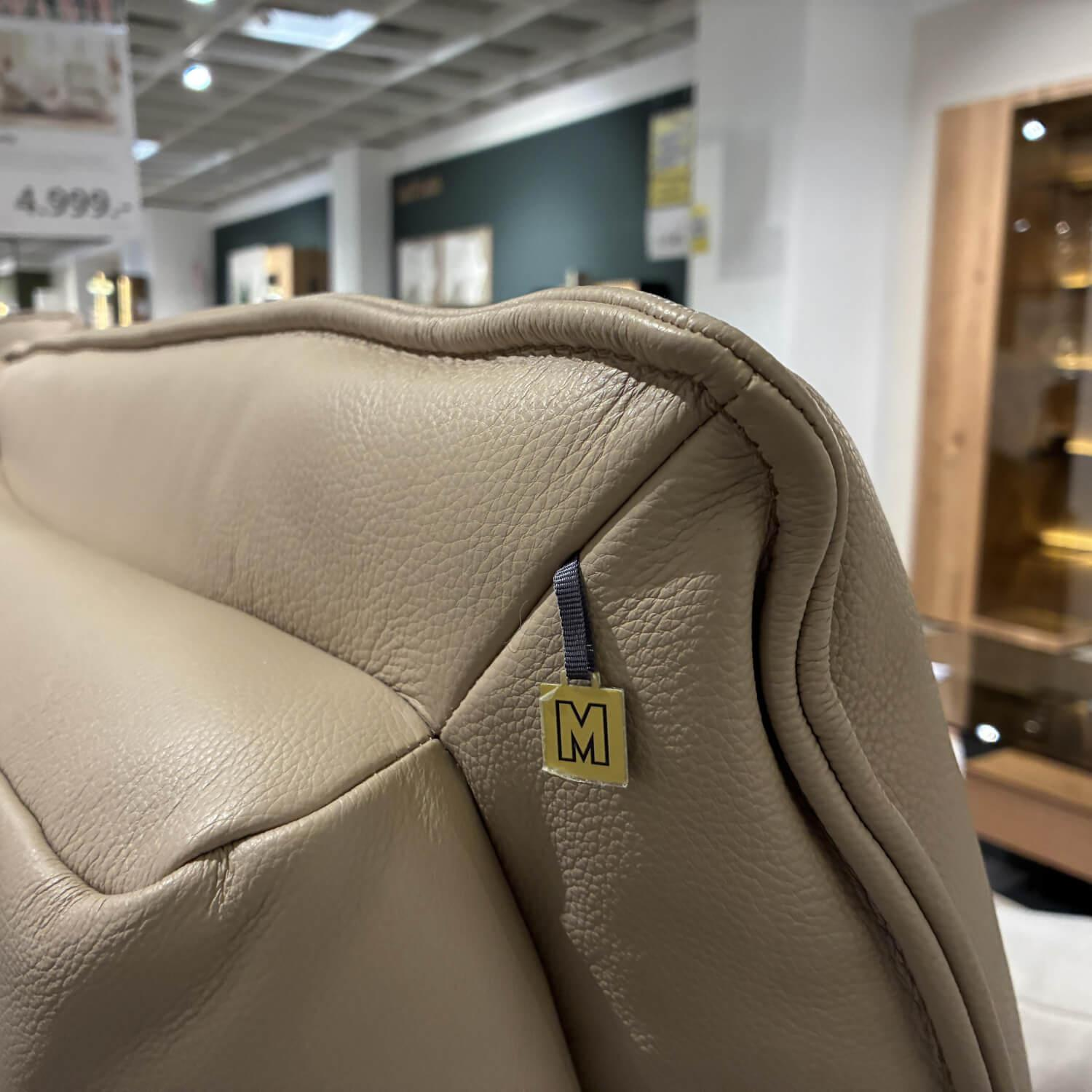 Koinor - Sofa Evino Leder X-Happy Almond Beige Hellbraun Plateau C Echholzfurnier Balkeneiche - 4