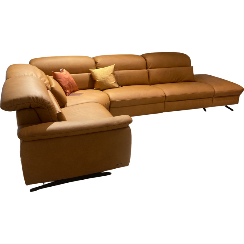 himolla - Ecksofa Haar Leder Soft-N  Bright Orange Gelb Gestell Kufen Metall Anthrazit - 1